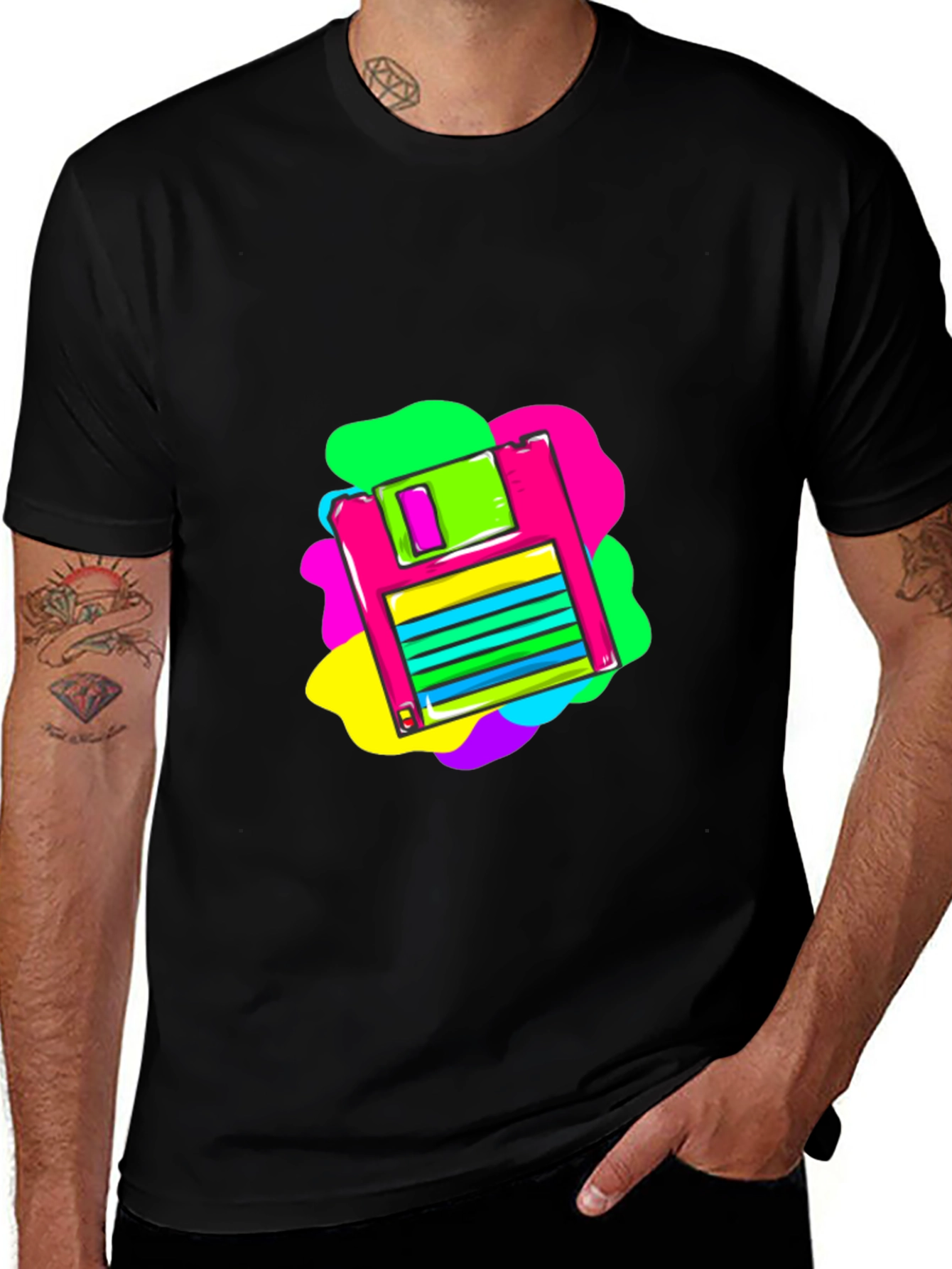 Variant 18 of Retro Floppy Disk Graphic T-Shirt - 80s Tech Throwback Tee