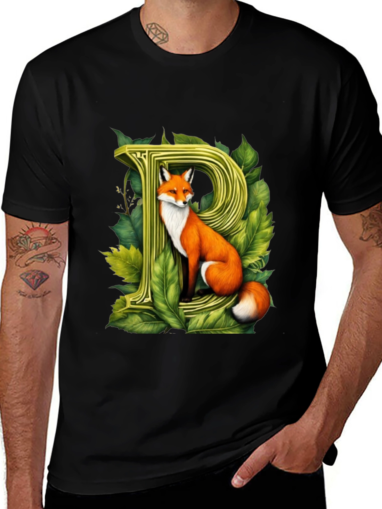 Variant 4 of Fox P Letter Graphic Black T-Shirt