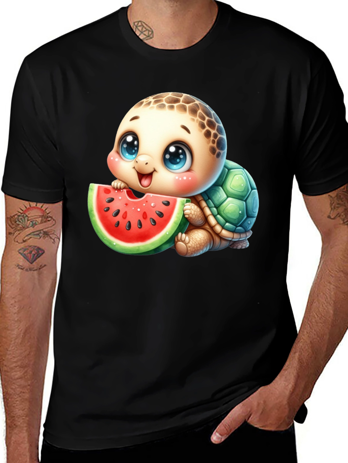 Variant 13 of Cute Turtle Watermelon Graphic Tee
