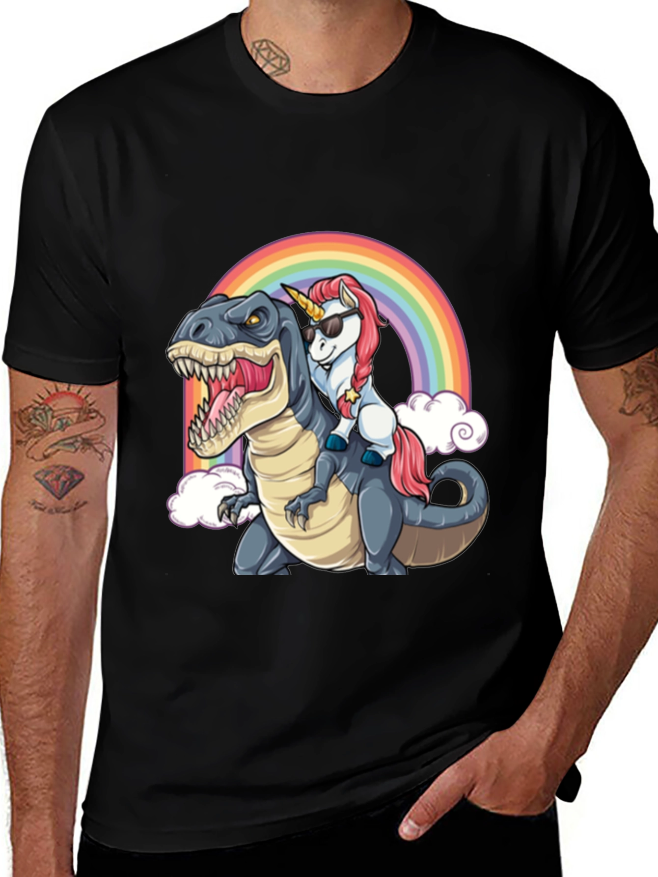 Unicorn Riding Dinosaur T-Shirt
