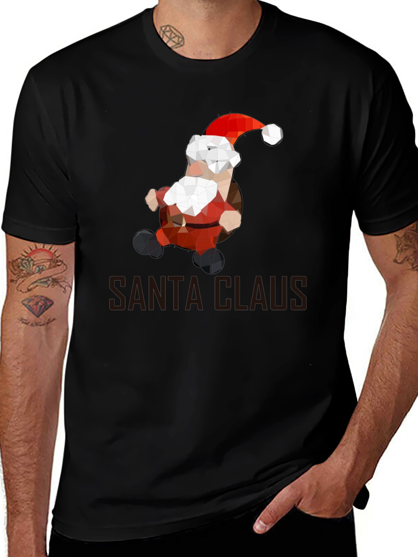 Geometric Santa T-Shirt - Holiday Cheer