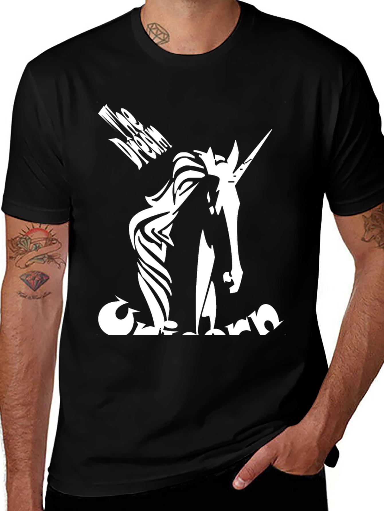 Variant 14 of The Dream Unicorn Graphic Tee - Black Cotton