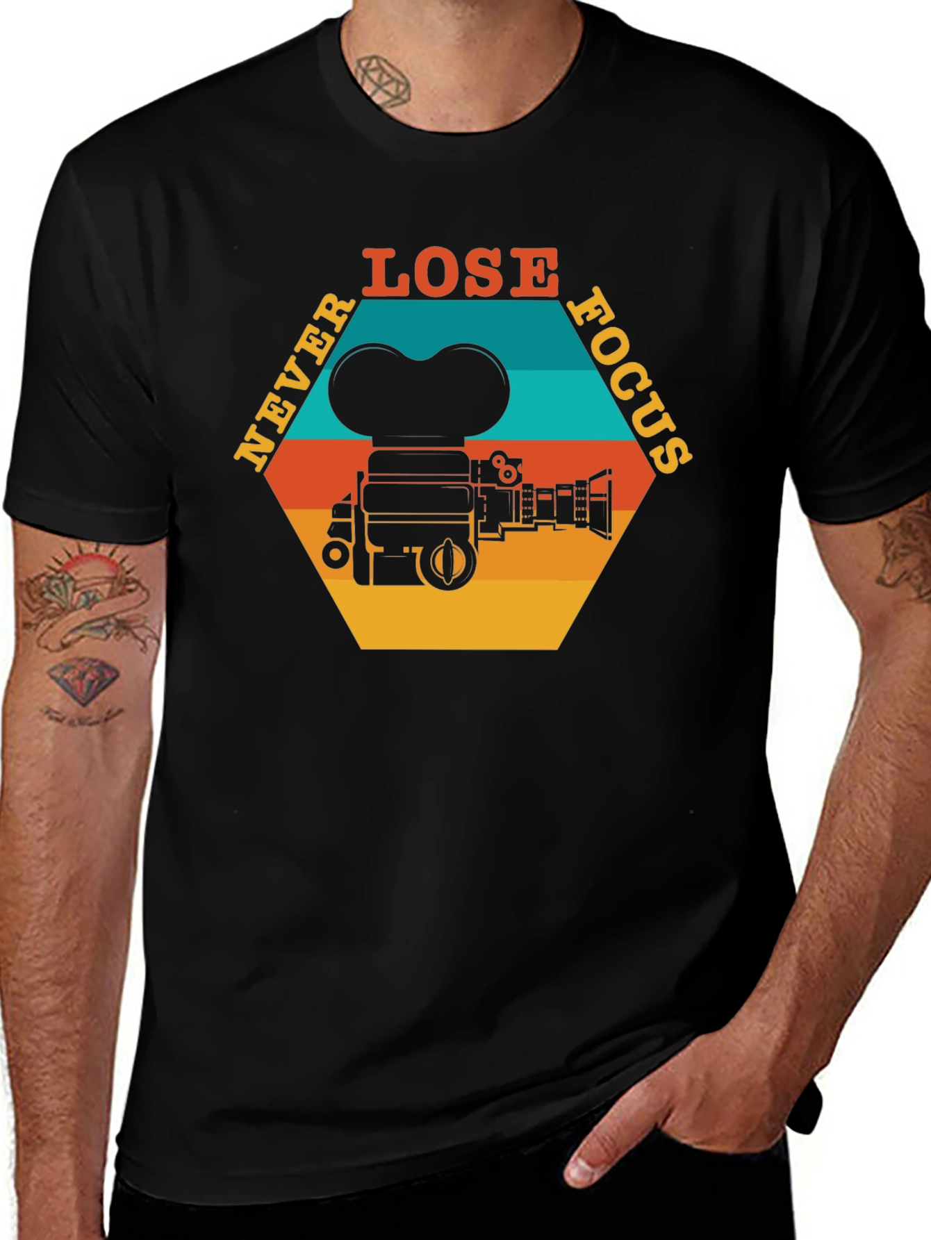 Variant 2 of Never Lose Focus T-Shirt - Retro Camera Design