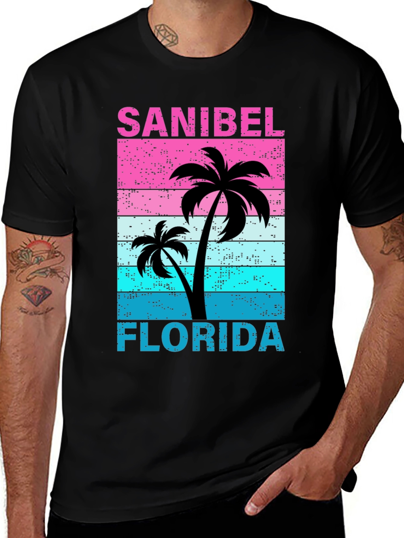 Sanibel Florida Palm Tree Retro T-Shirt