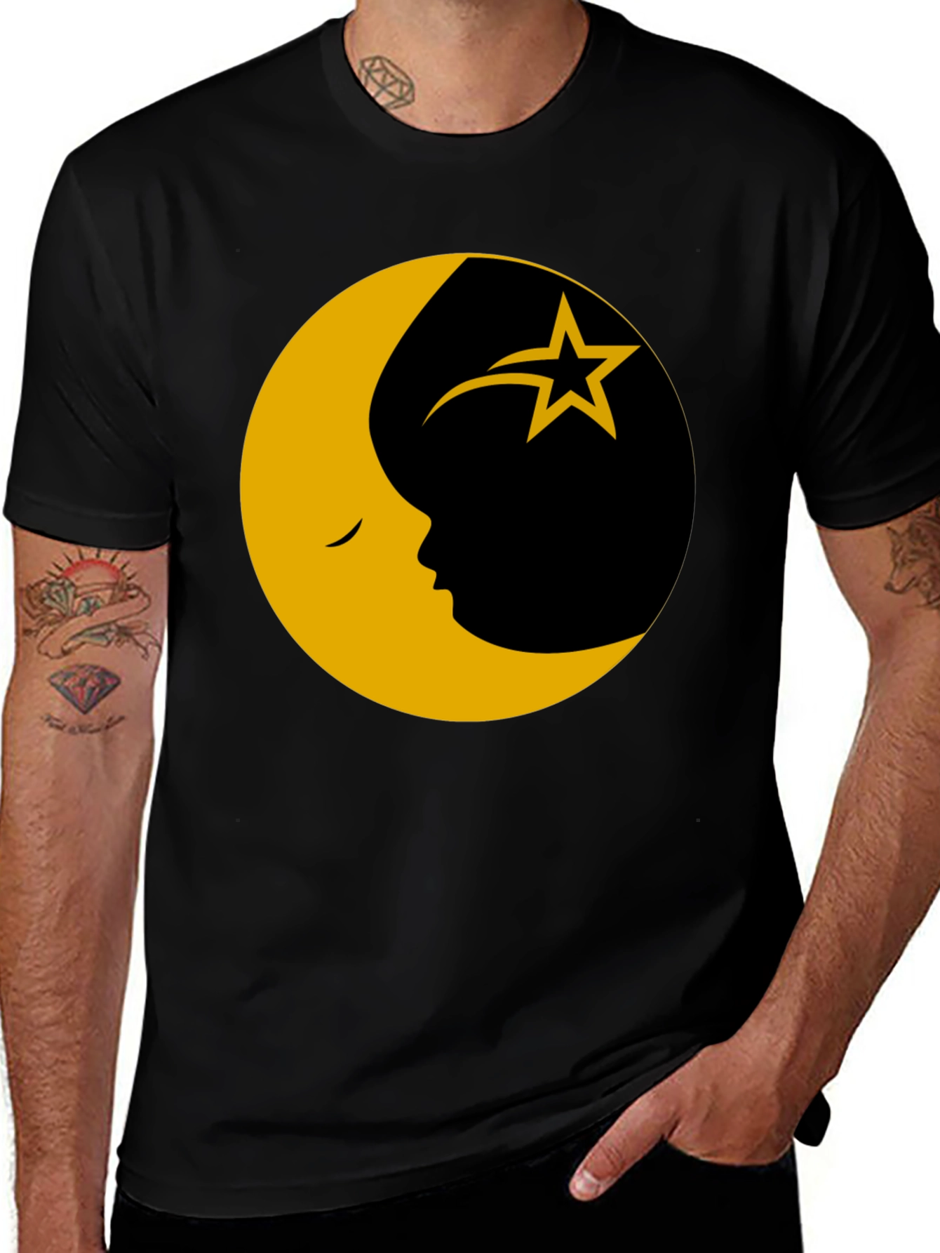 Variant 11 of Moon & Star Graphic Print Men's T-Shirt