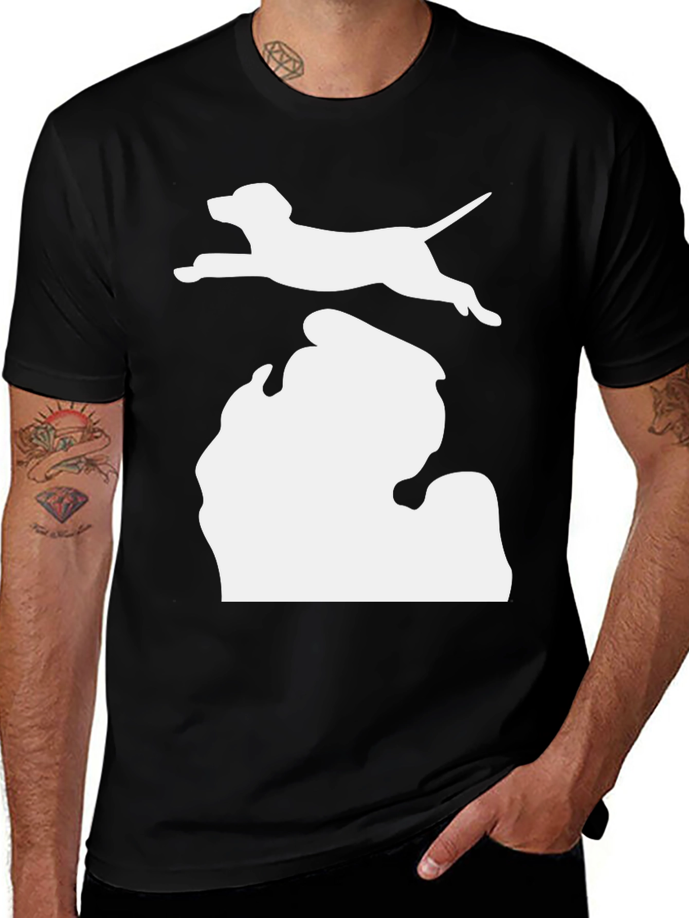 Variant 23 of Michigan Dog Silhouette Tee - Black