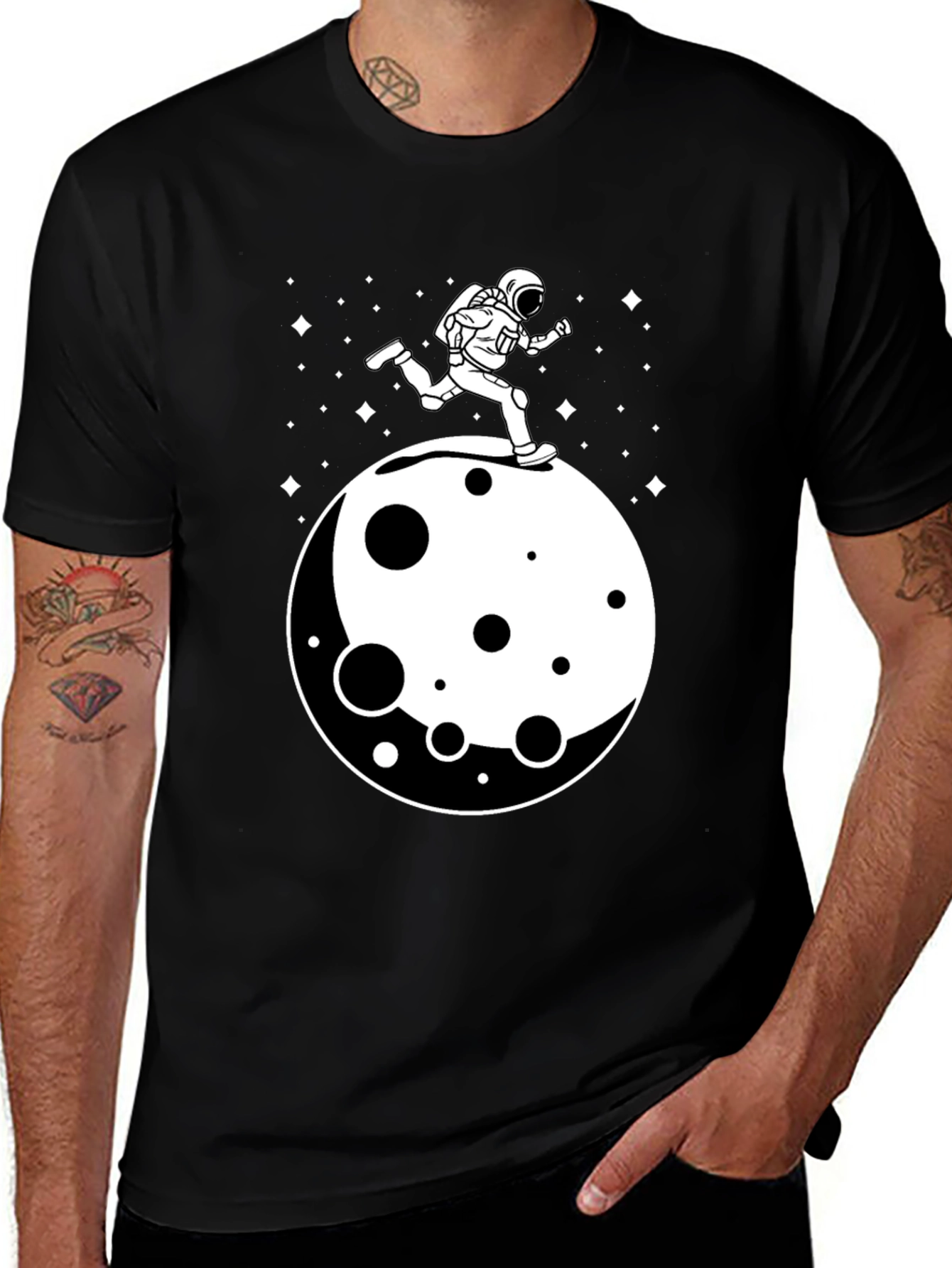 Variant 6 of Astronaut Running on Moon Graphic T-Shirt