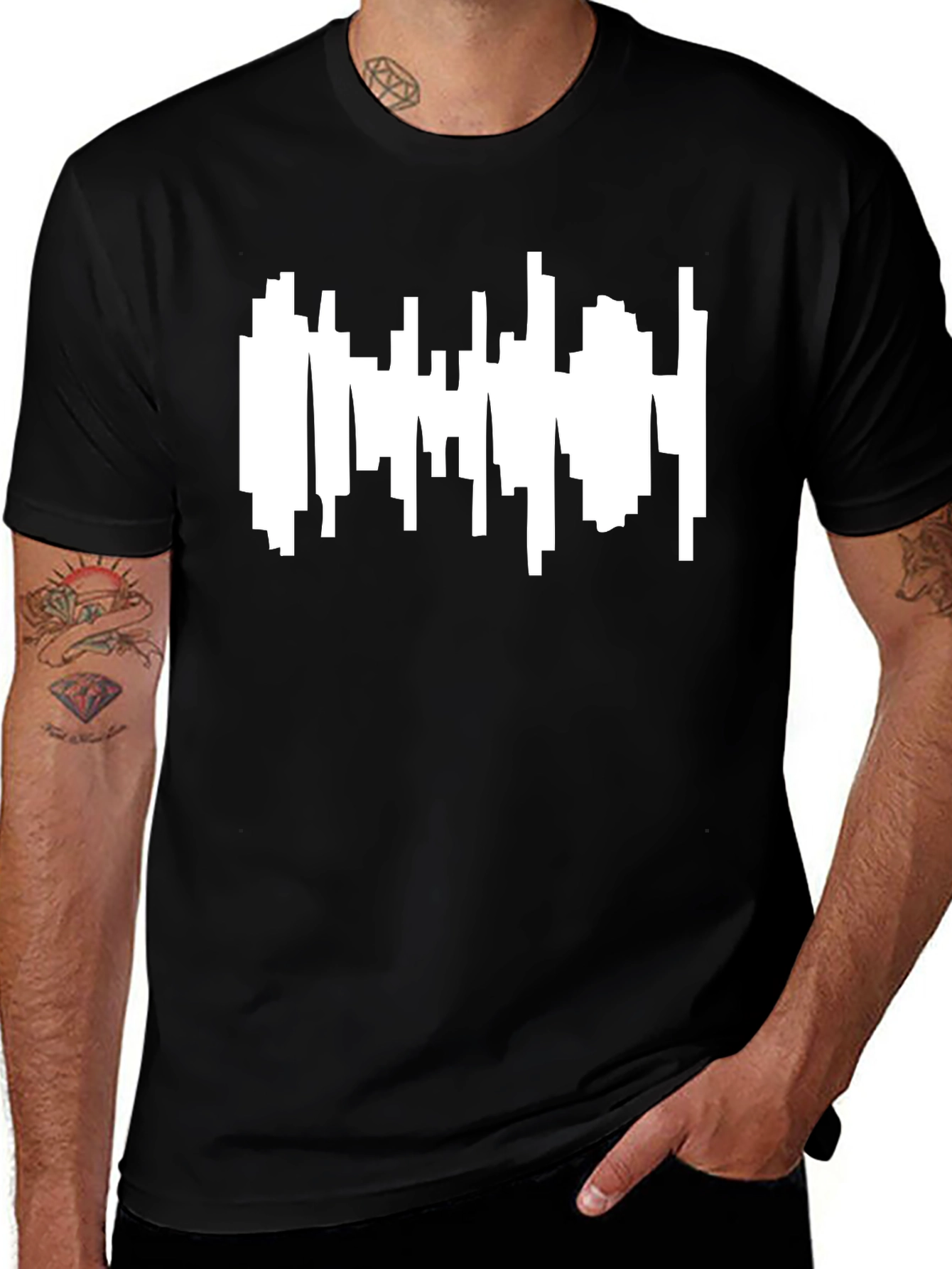 Variant 28 of Abstract Cityscape Graphic Tee - Modern Black T-Shirt