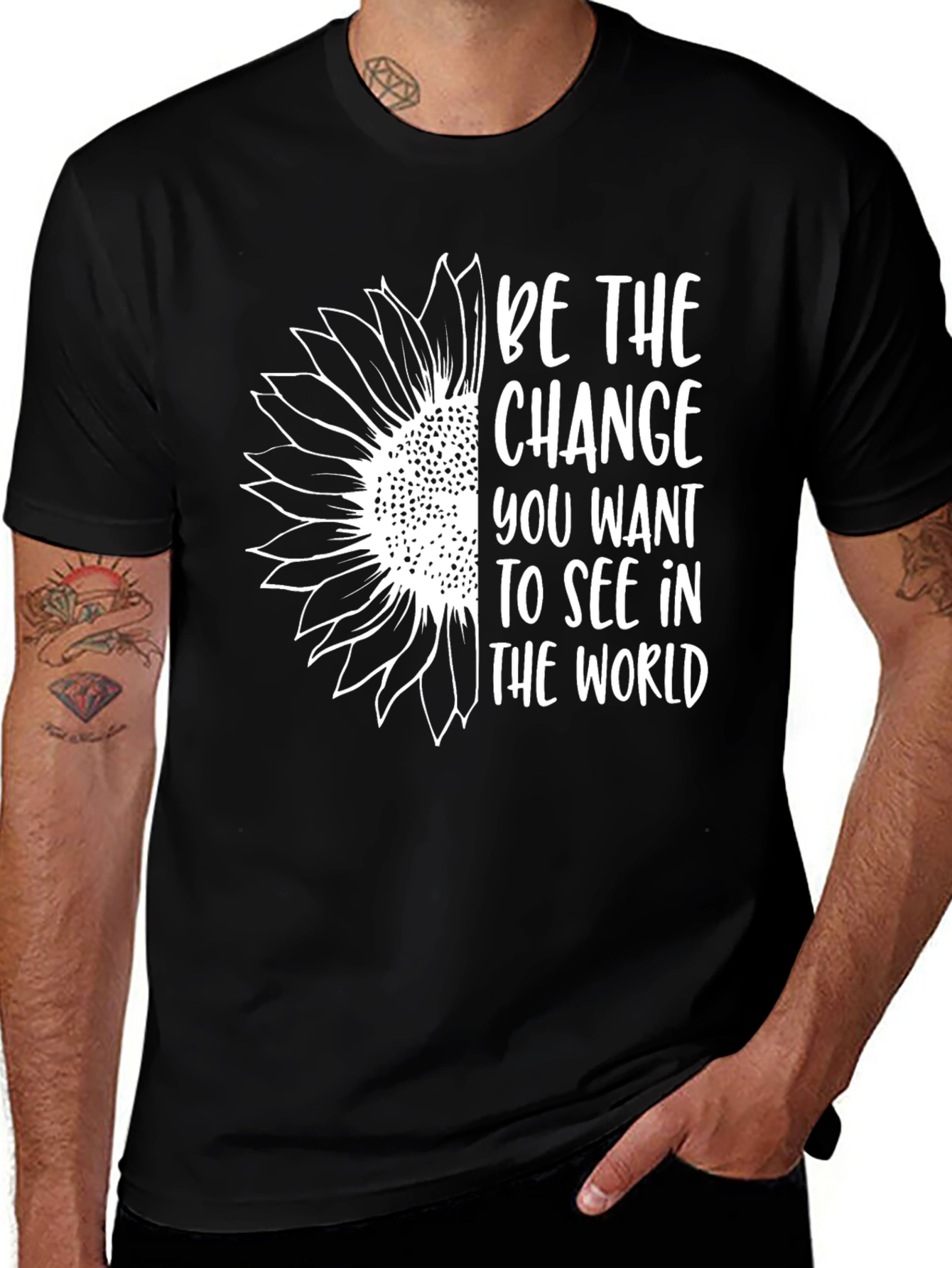 Variant 10 of Be the Change Sunflower Graphic Tee