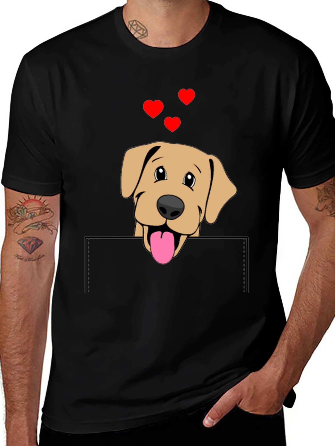 Labrador Pocket T-Shirt with Hearts
