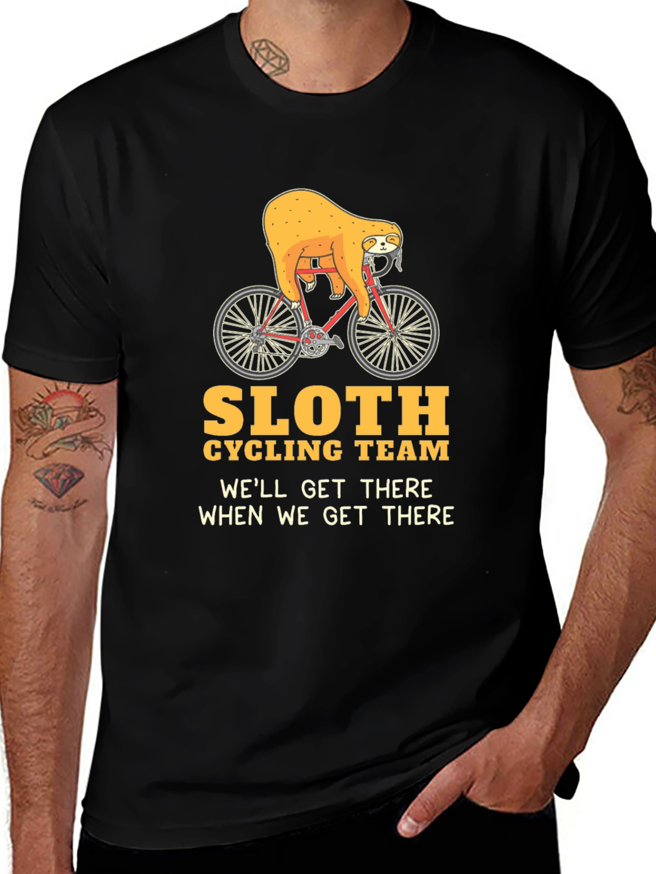 Variant 16 of Sloth Cycling Team Black T-Shirt