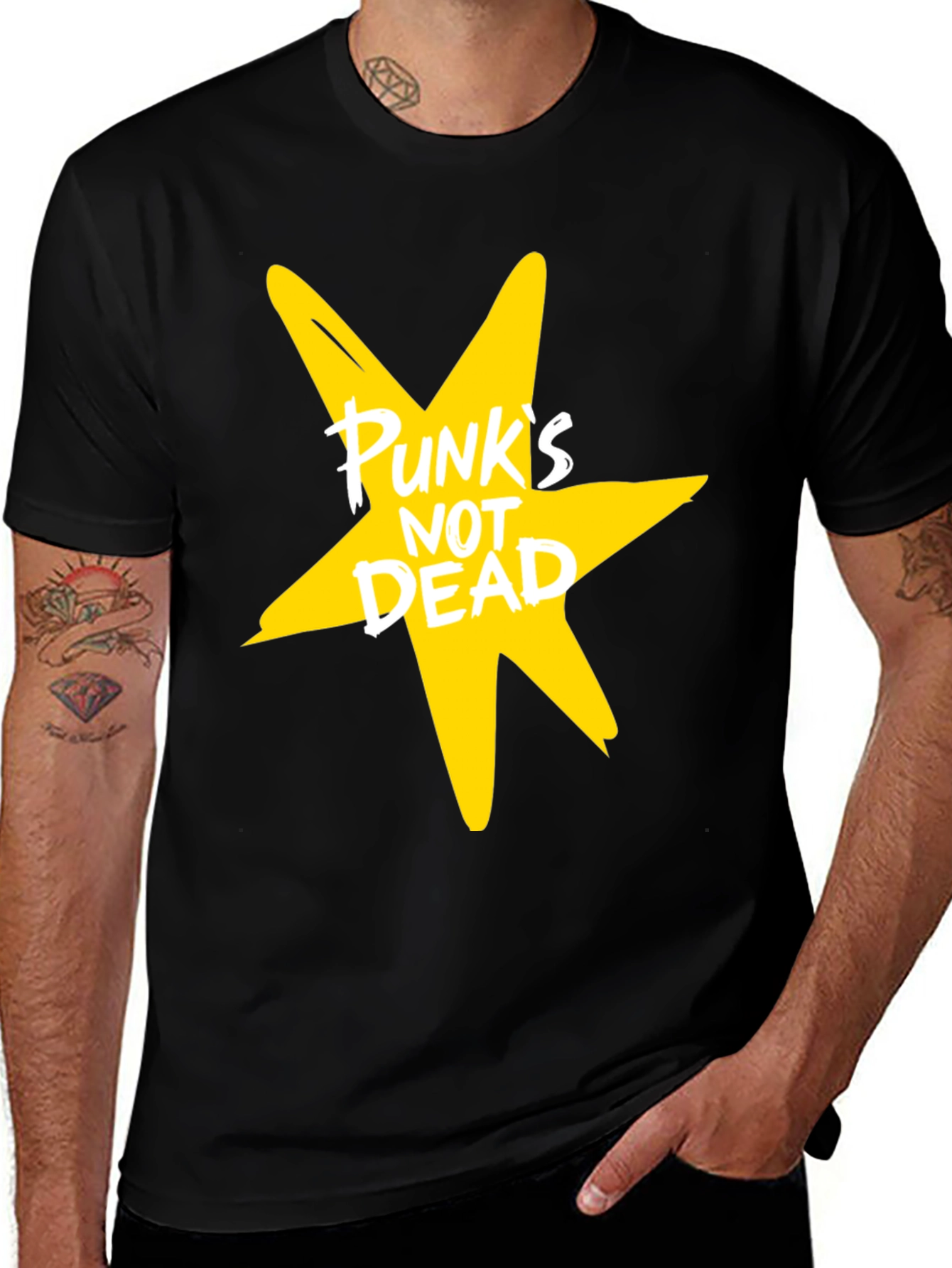 Variant 23 of Punk's Not Dead Graphic Tee - Bold Yellow Star