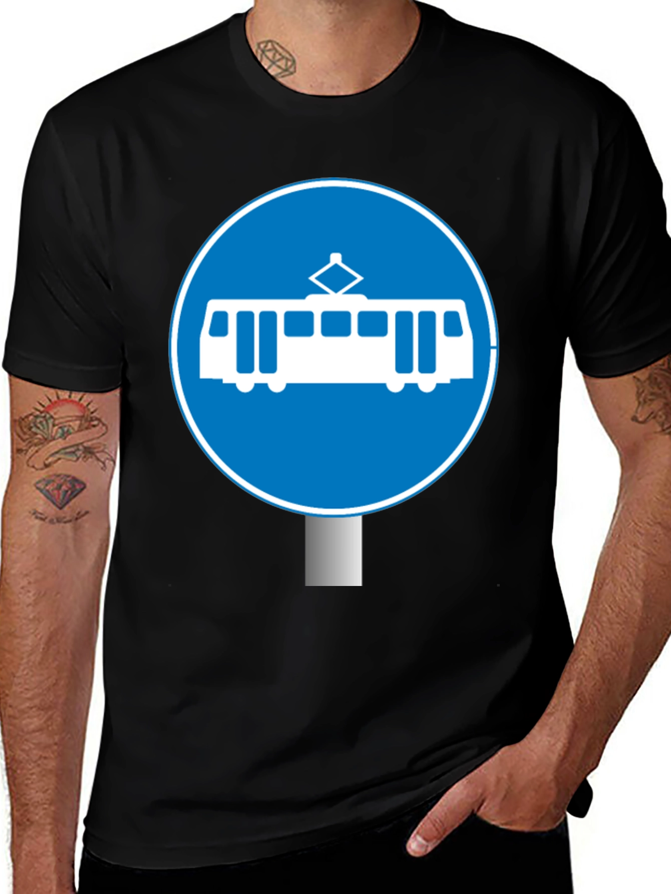 Variant 4 of Tram Sign Graphic T-Shirt - Unique Design, Casual Wear