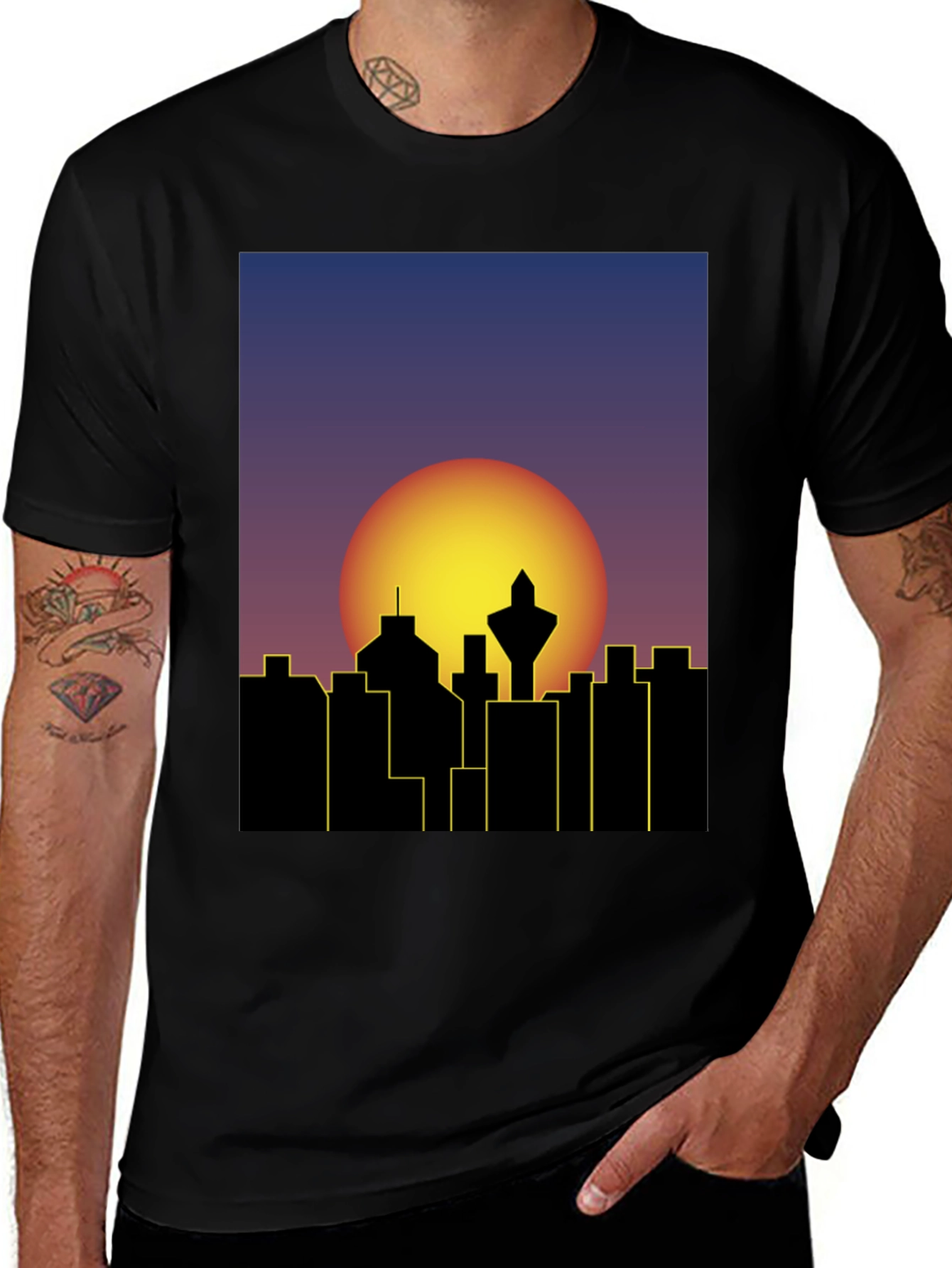 Variant 8 of Cityscape Sunset Graphic Tee