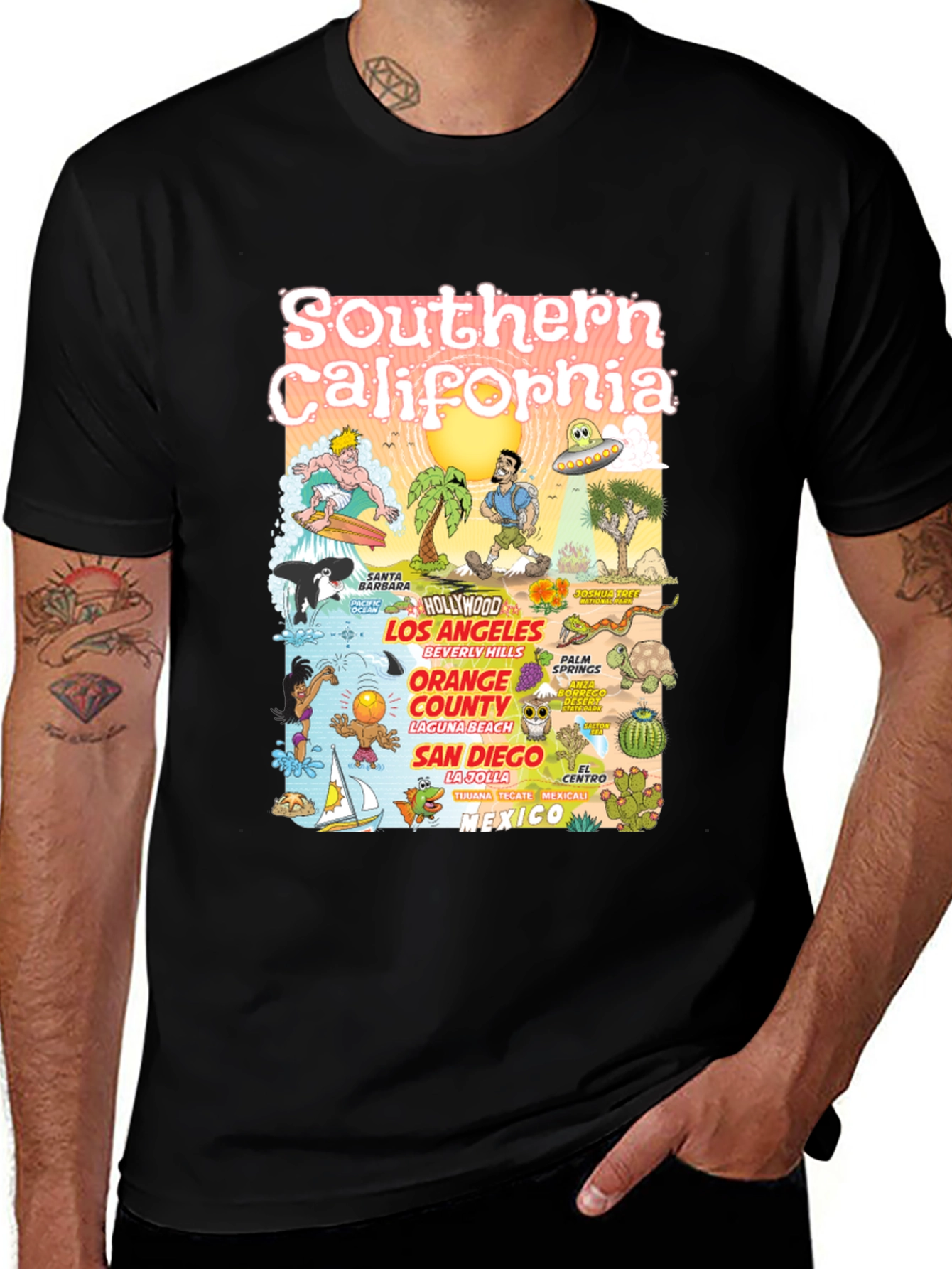 Southern California Graphic Print Black T-Shirt