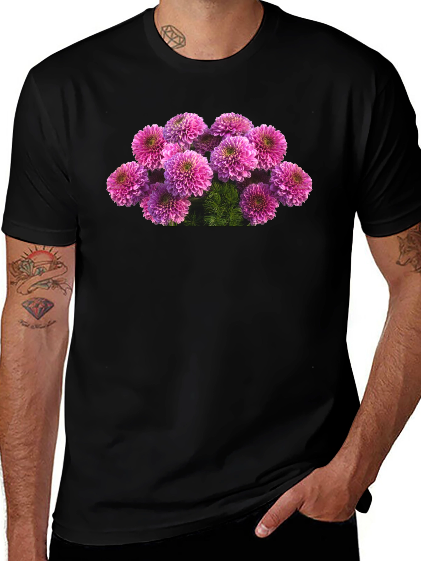 Variant 8 of Floral Print Black T-Shirt