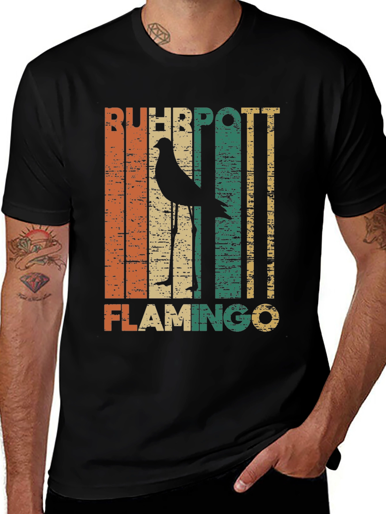 Variant 3 of Retro 'Ruhhpott' Flamingo Graphic T-Shirt