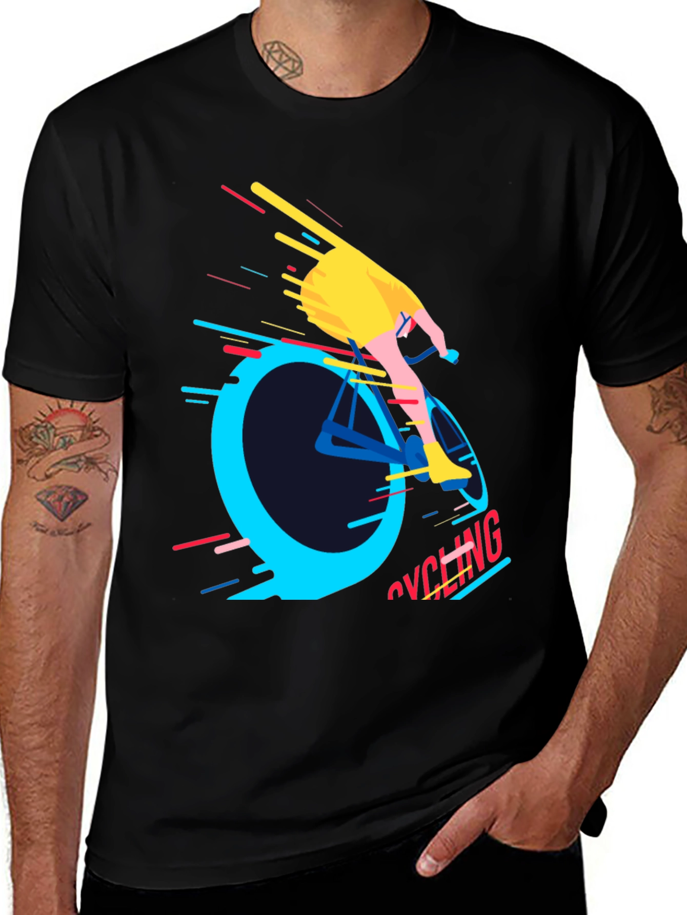 Variant 26 of Cycling Graphic Tee - Men's Black T-Shirt