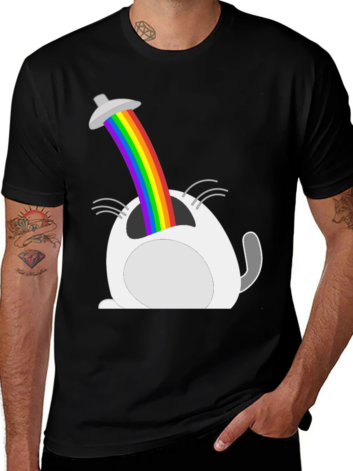 Variant 3 of Funny Cat Rainbow UFO T-Shirt