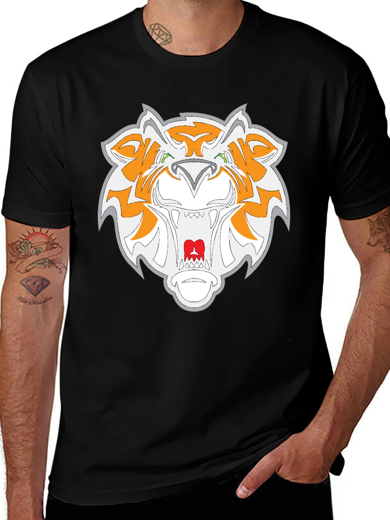 Variant 11 of Tiger Graphic Black T-Shirt - Men's Fashion Tee