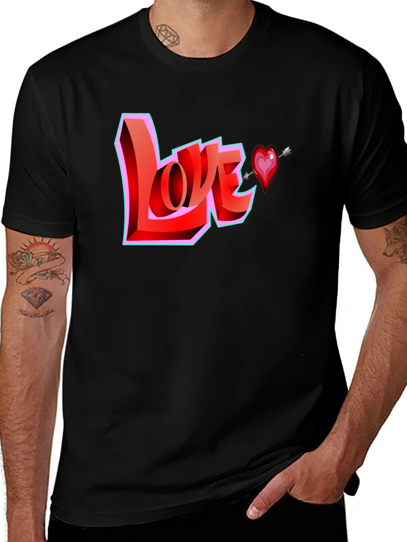 Variant 8 of Love Heart Arrow Black Graphic T-Shirt