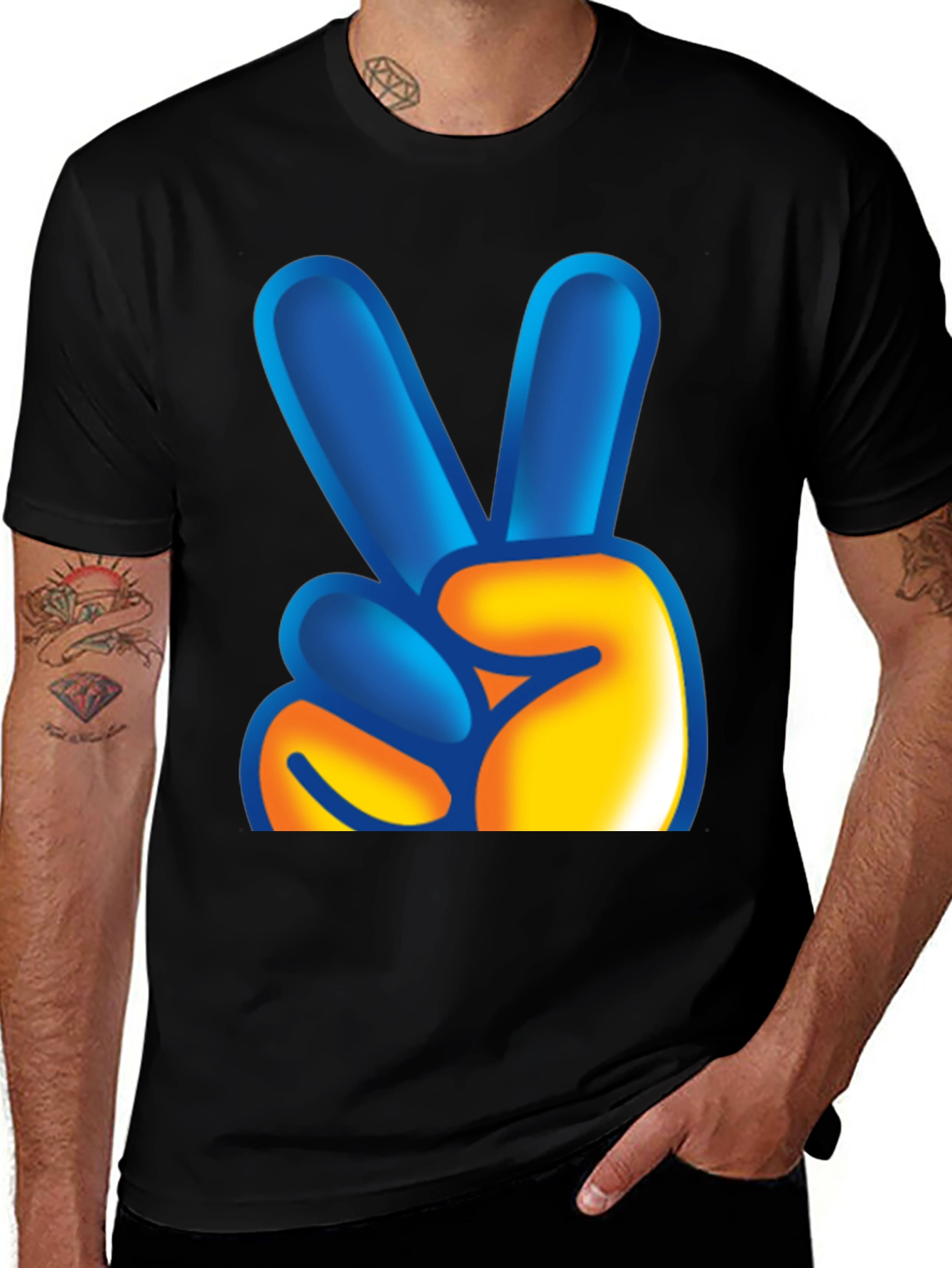 Variant 13 of Peace Sign Graphic Tee - Stylish Black T-Shirt