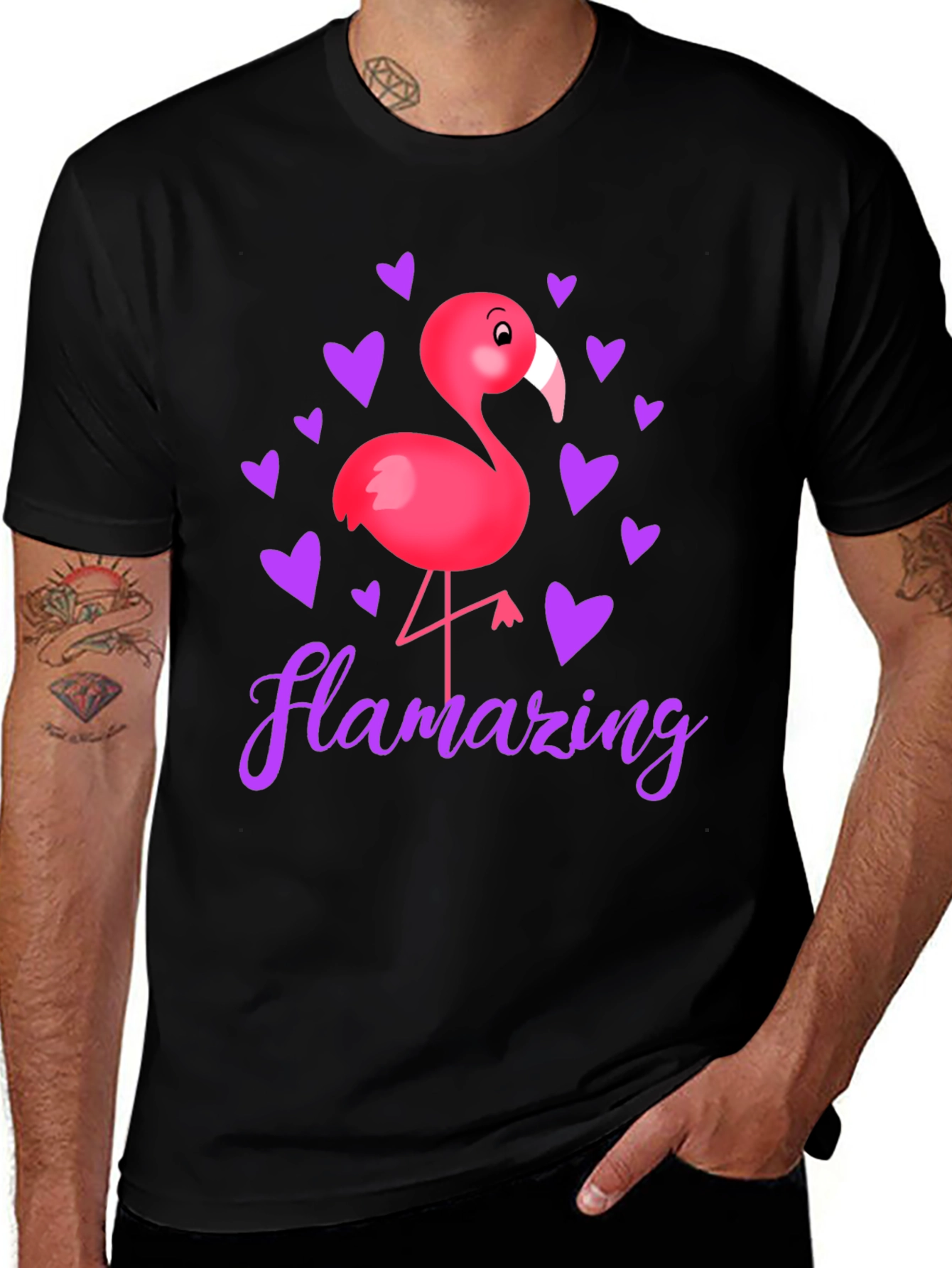 Flamazing Graphic Tee - Flamingo Heart Shirt