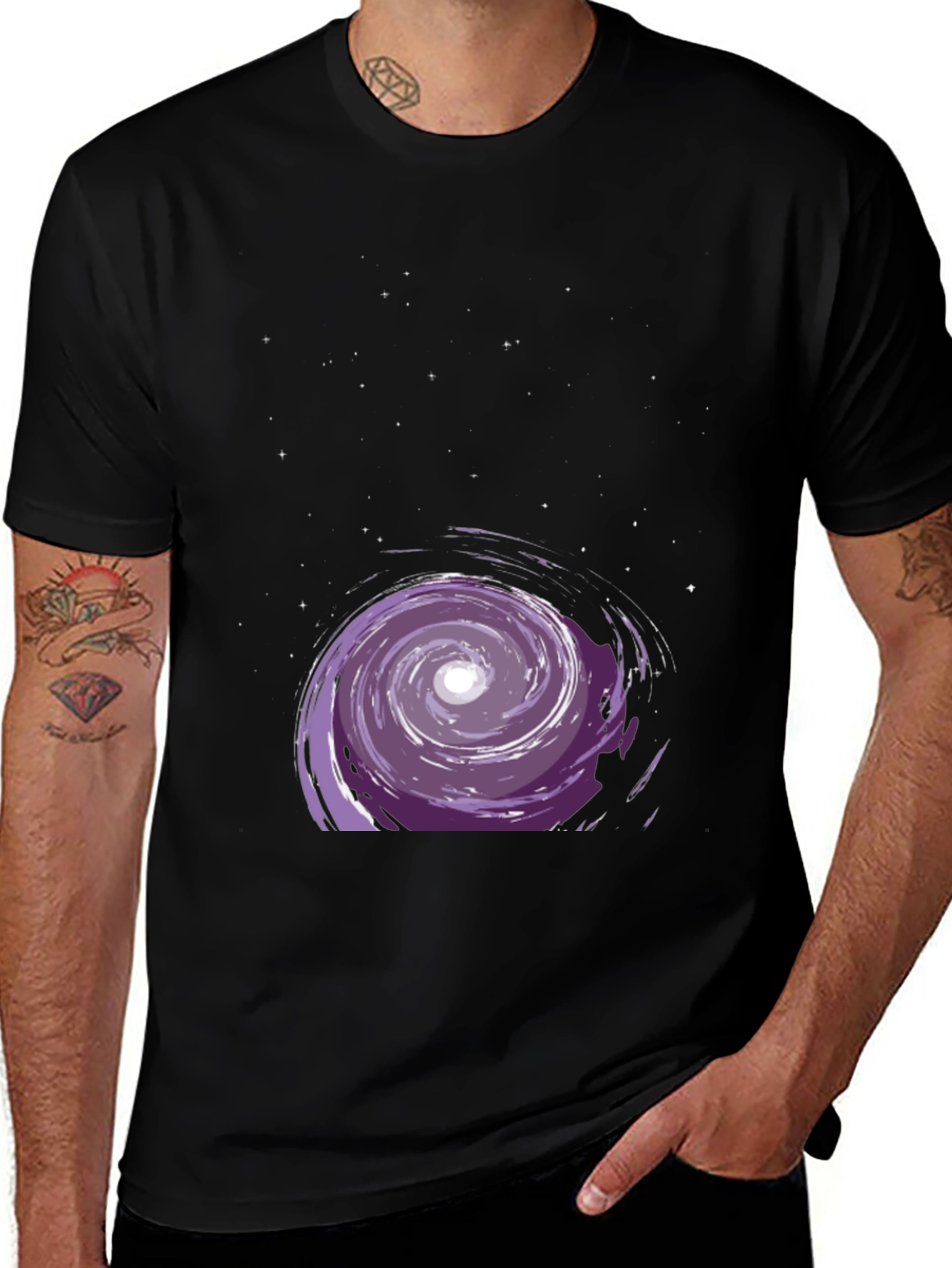 Variant 30 of Galaxy Swirl Graphic Tee - Black Casual T-Shirt