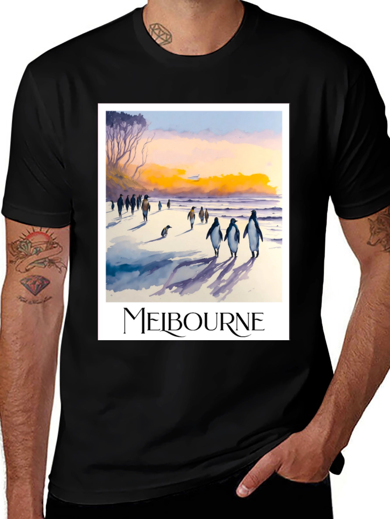 Melbourne Penguin Beach Black T-Shirt