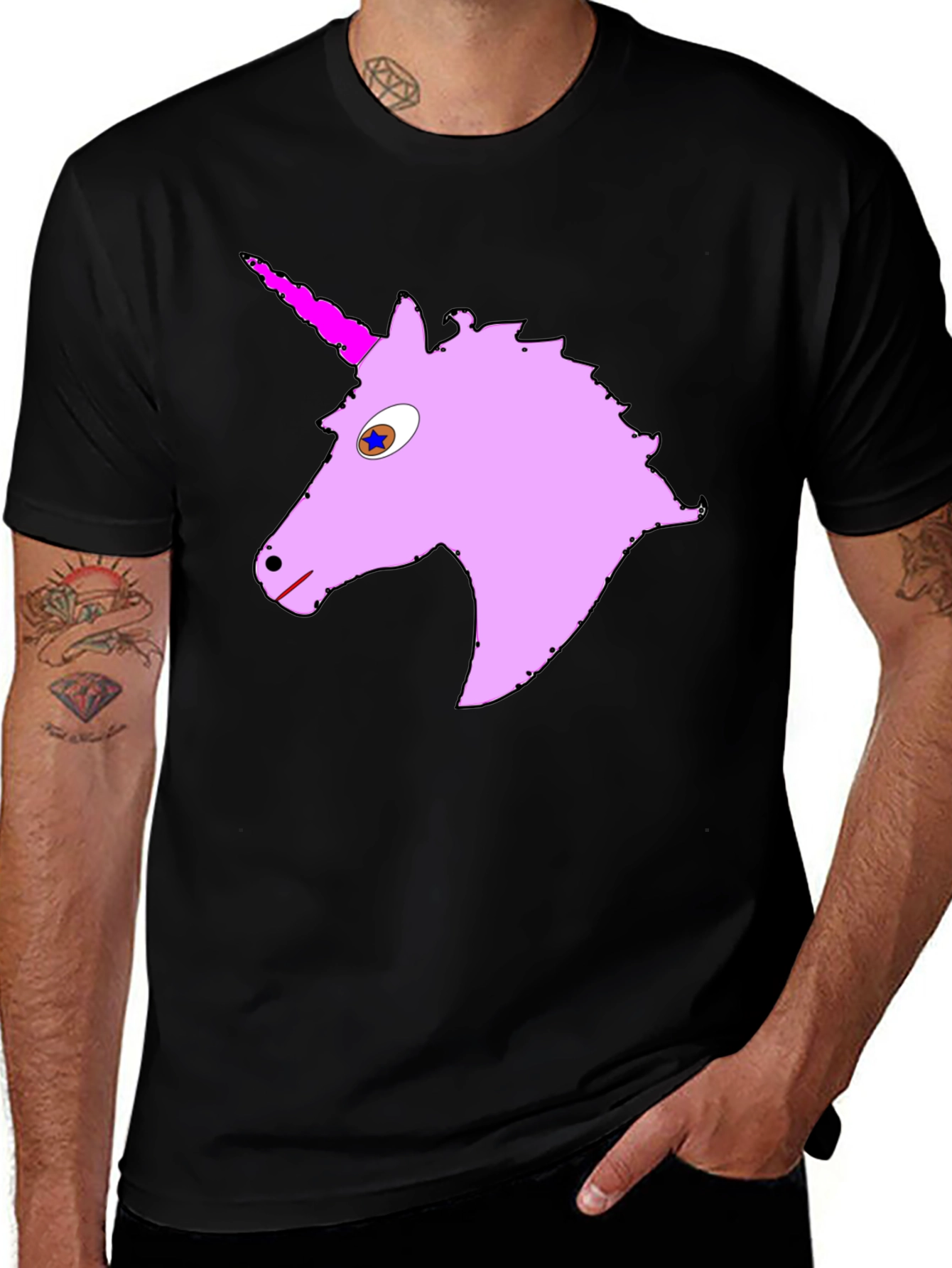 Variant 17 of Unicorn Graphic Tee - Black Cotton Blend