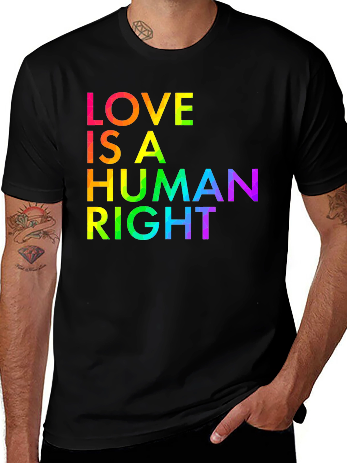 Variant 13 of Love Is A Human Right Rainbow Graphic Tee