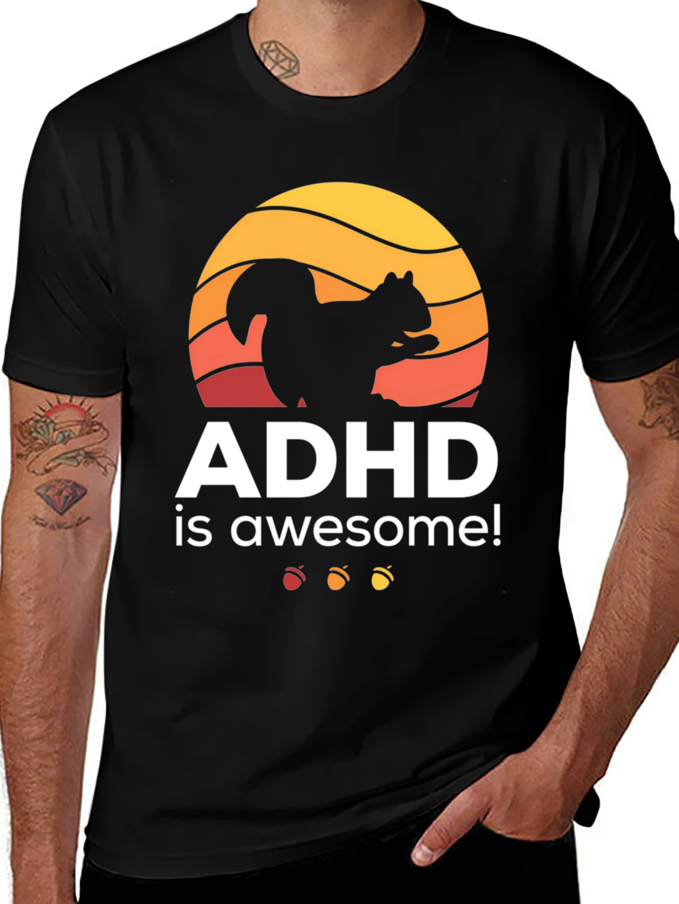 Variant 9 of ADHD Is Awesome Squirrel Graphic T-Shirt