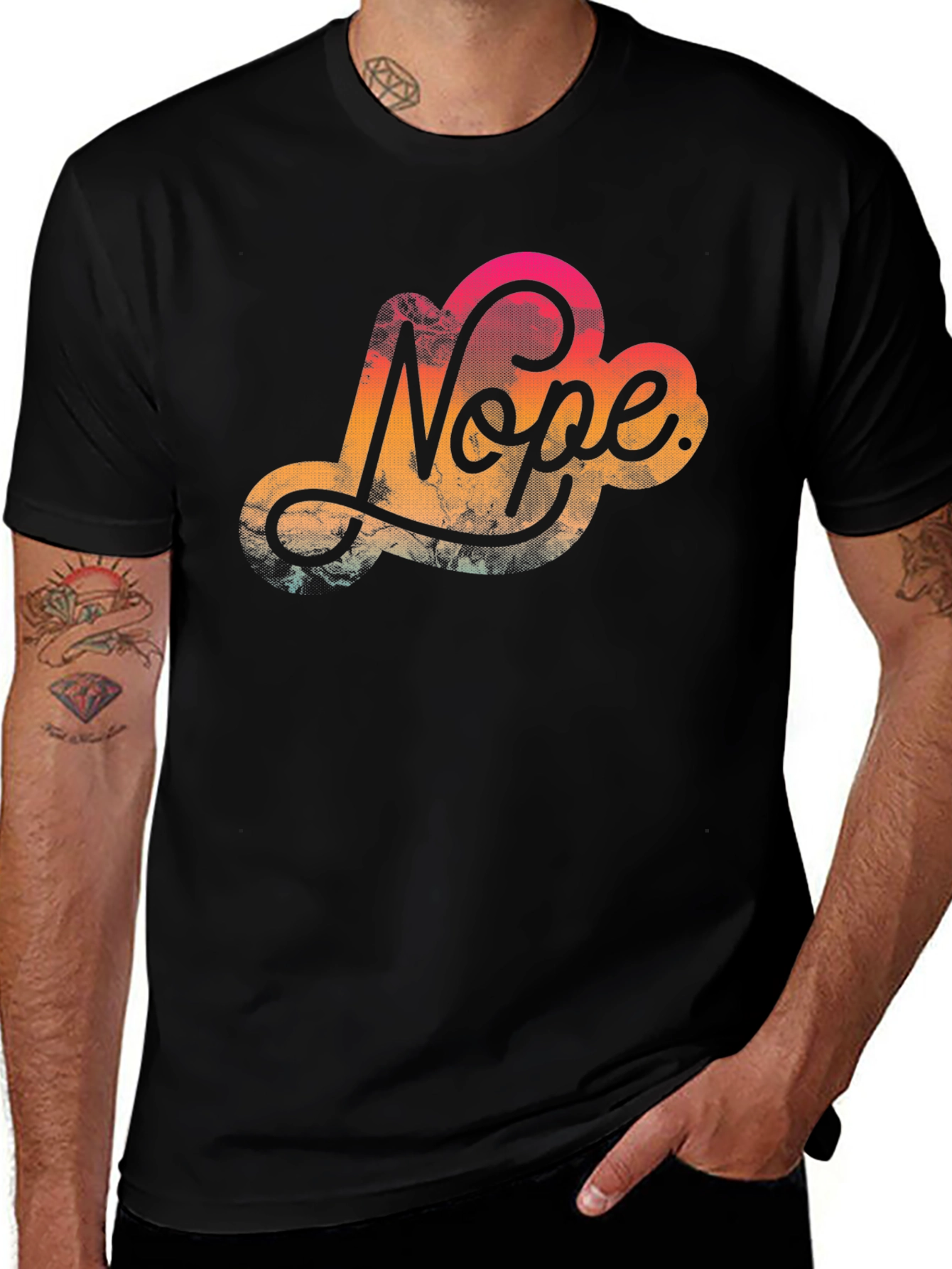 Black Nope Graphic Tee - Casual Black T-Shirt main image