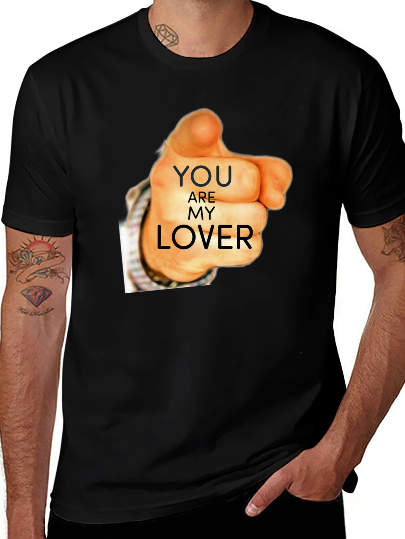 Variant 6 of You Are My Lover Graphic Tee - Black Cotton T-Shirt
