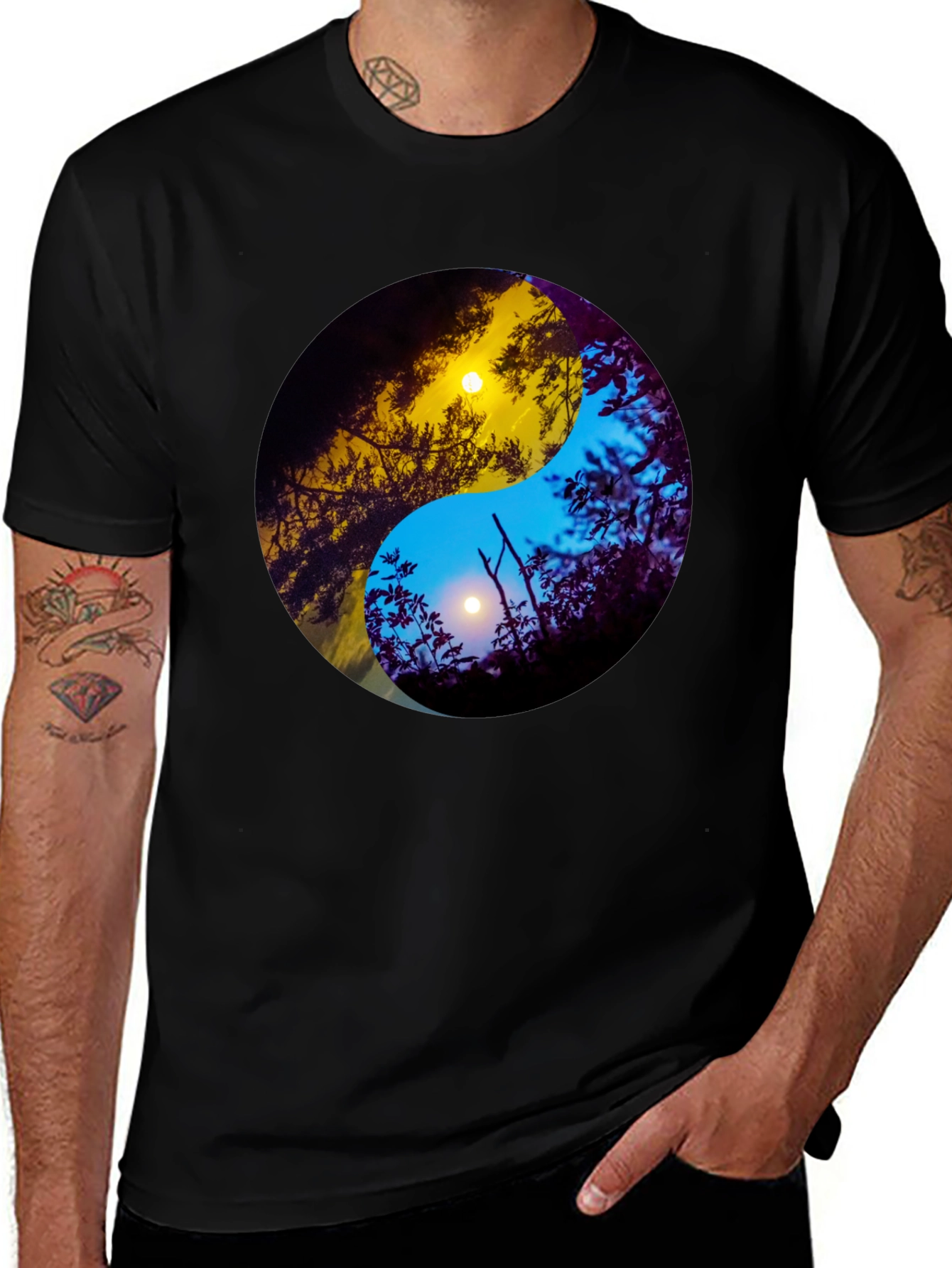 Variant 27 of Yin Yang Sun & Moon Nature Graphic Tee