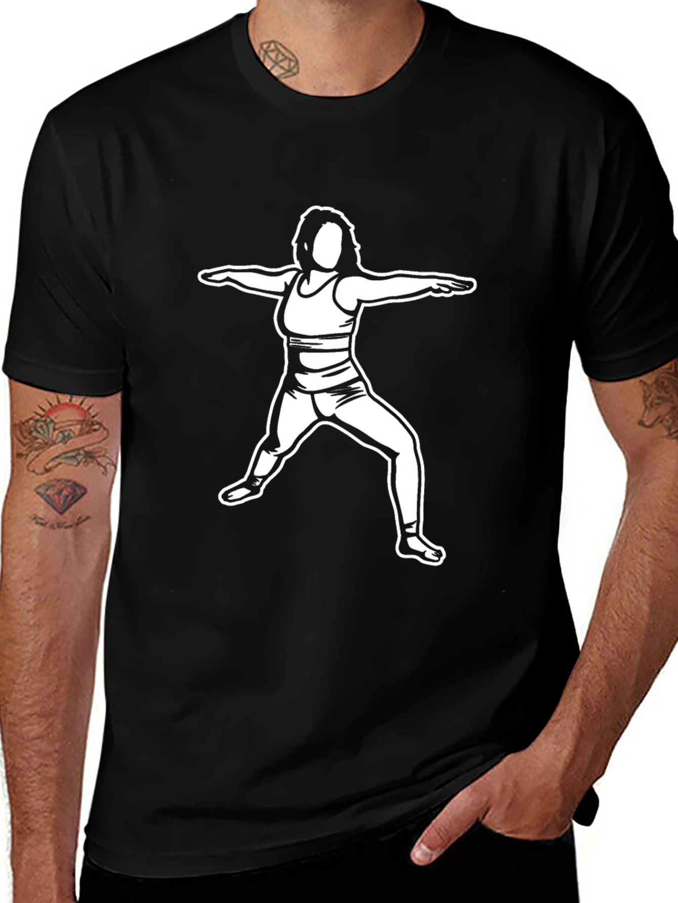 Variant 18 of Yoga Pose Graphic Tee - Black Casual T-Shirt