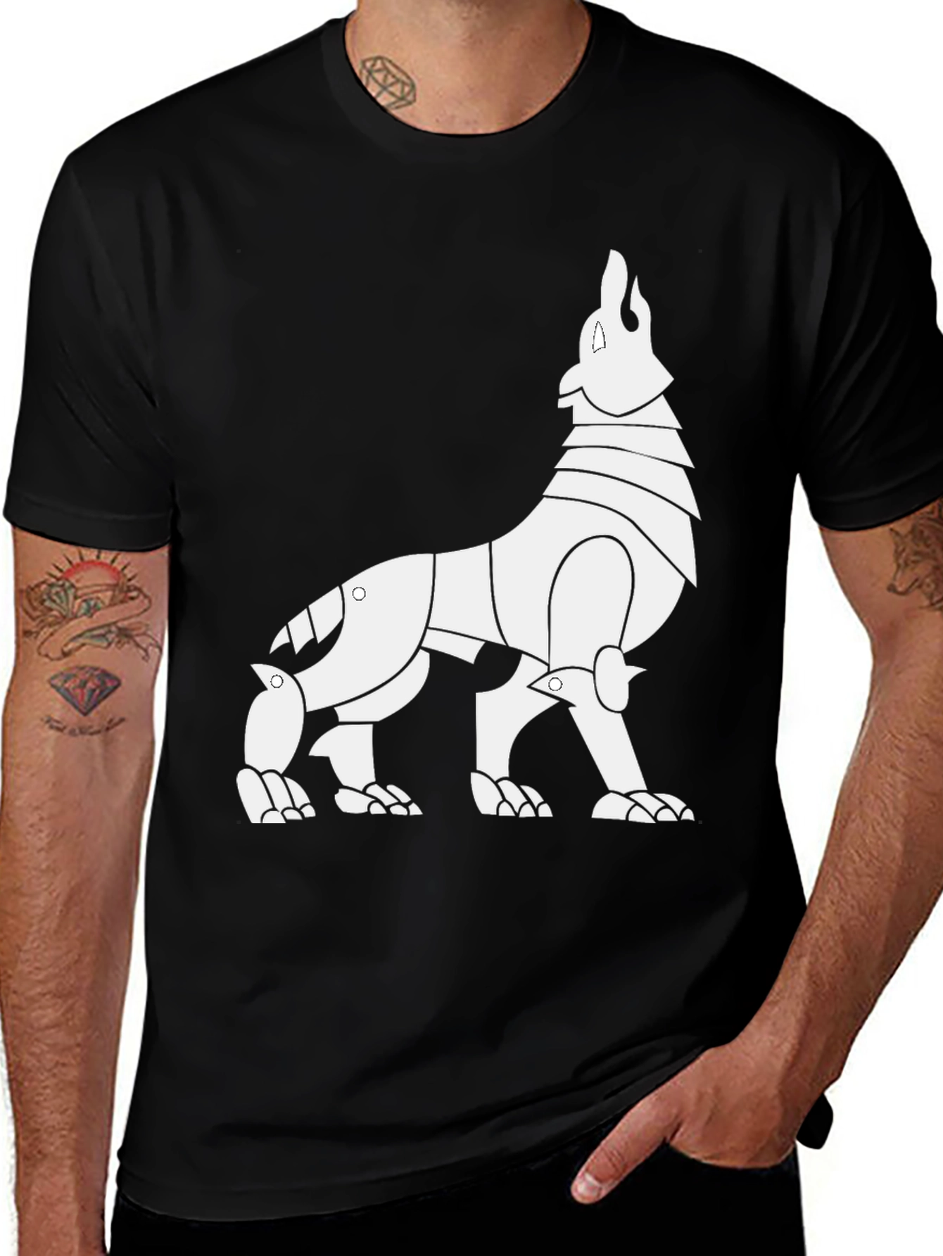 Variant 9 of Geometric Wolf Graphic Tee - Black