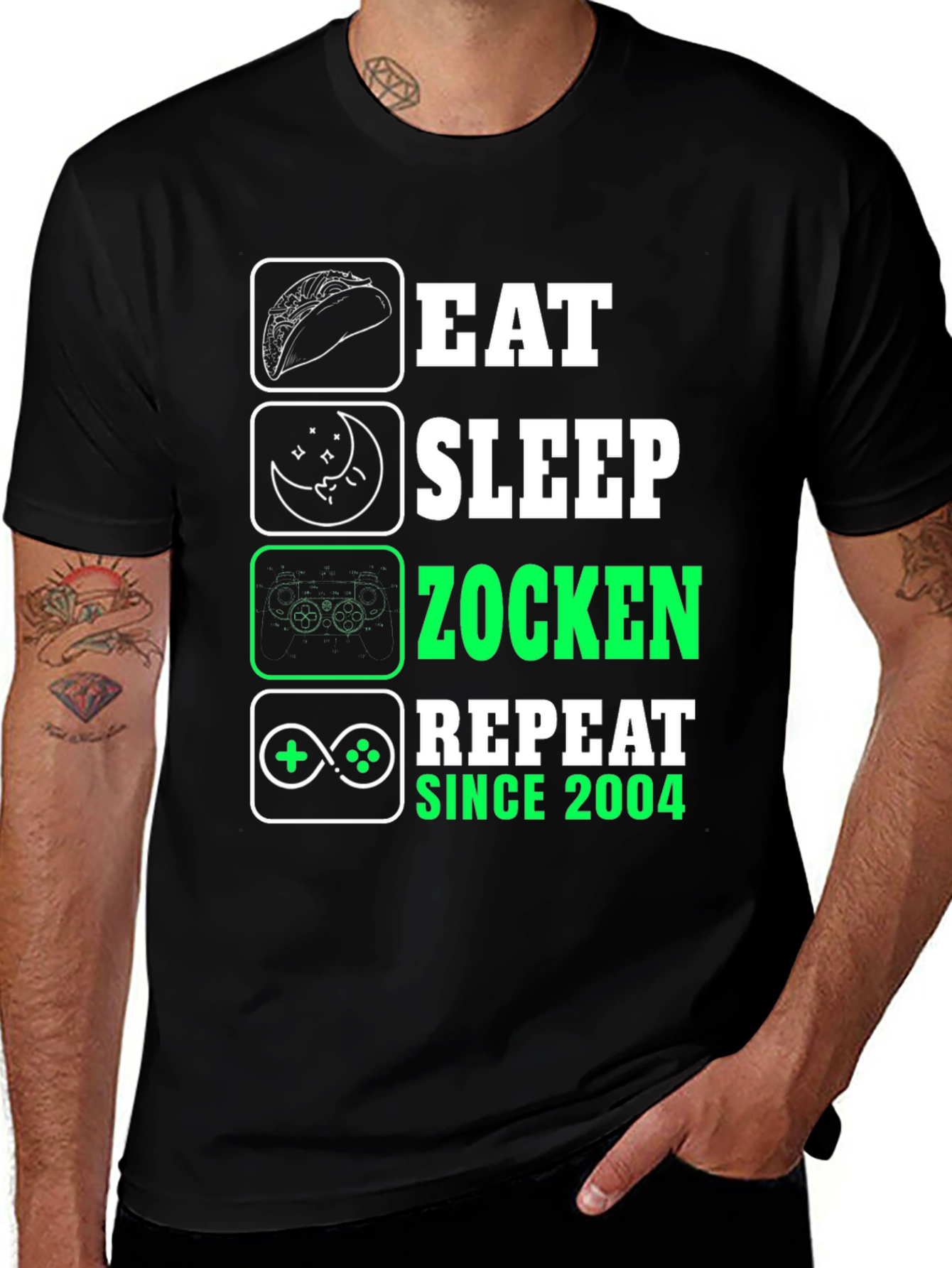 Variant 3 of Eat Sleep Zocken Repeat Since 2004 T-Shirt