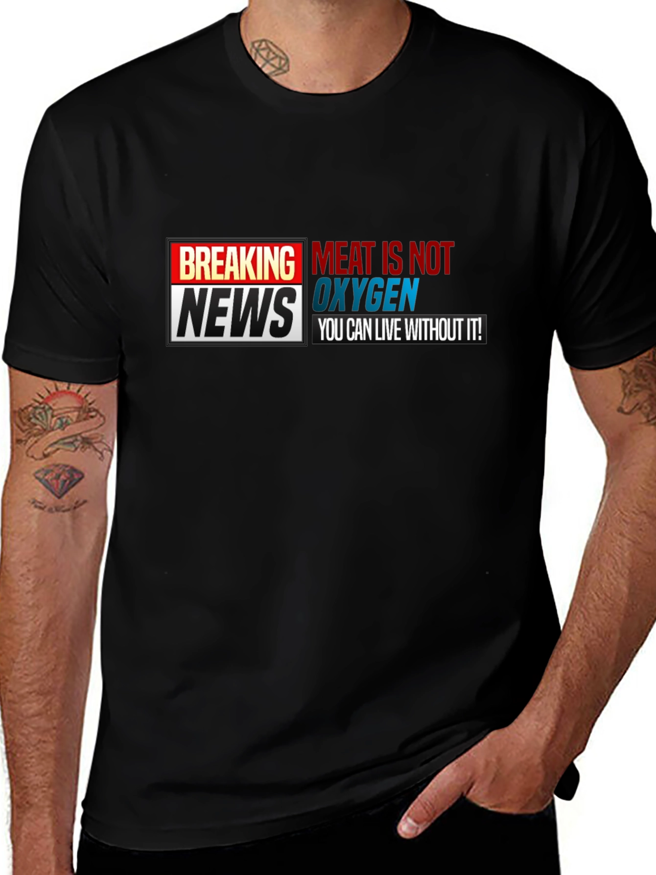 Variant 25 of Breaking News: Meat is Not Oxygen T-Shirt