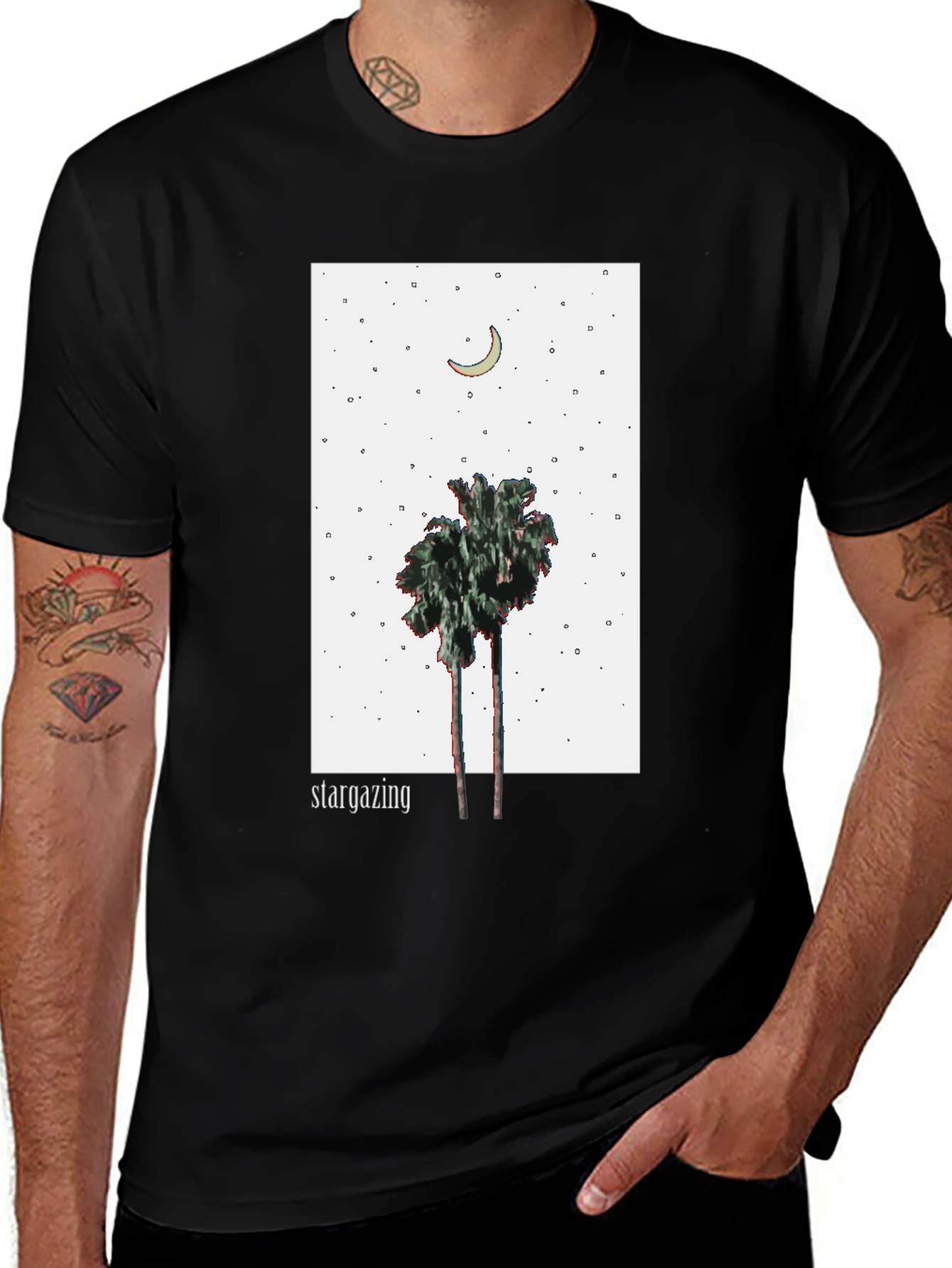 Variant 29 of Stargazing Palms Black T-Shirt