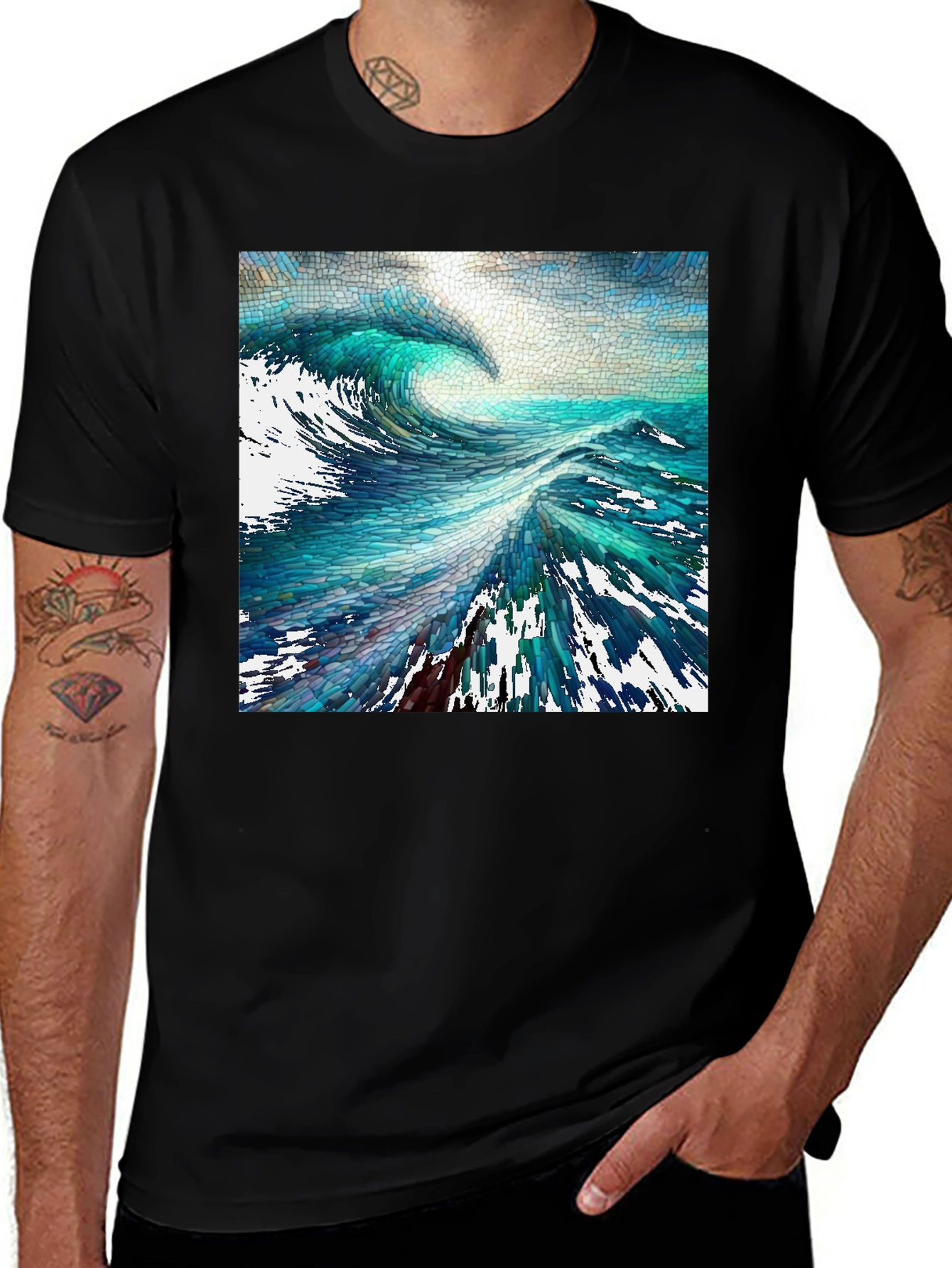 Variant 7 of Ocean Wave Art Graphic Tee
