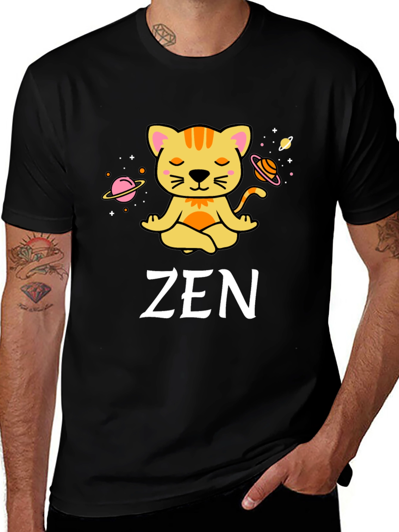 Variant 8 of Zen Cat Meditation T-Shirt - Relax & Unwind!