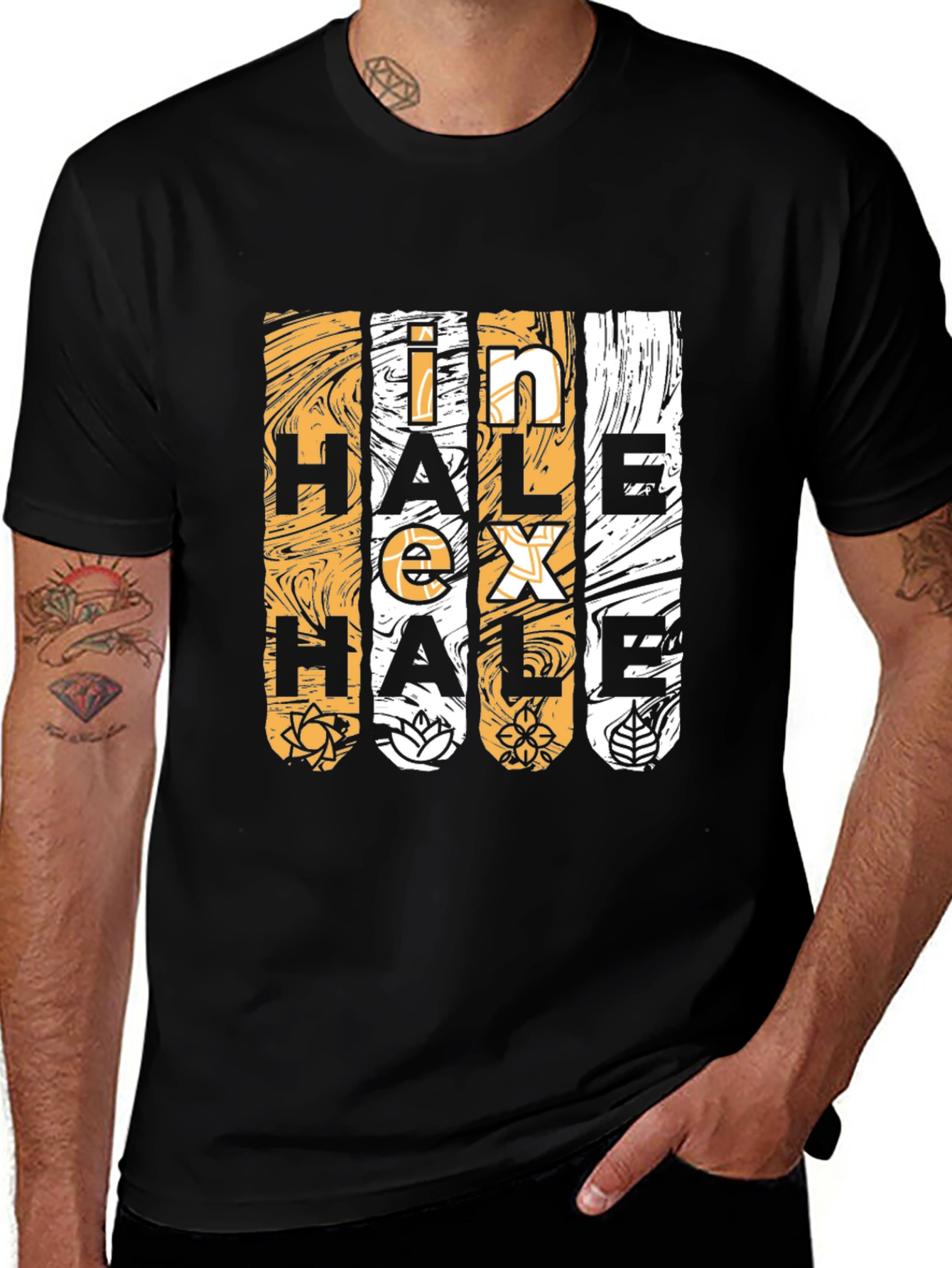 Variant 25 of Inhale Exhale Graphic Print Black T-Shirt