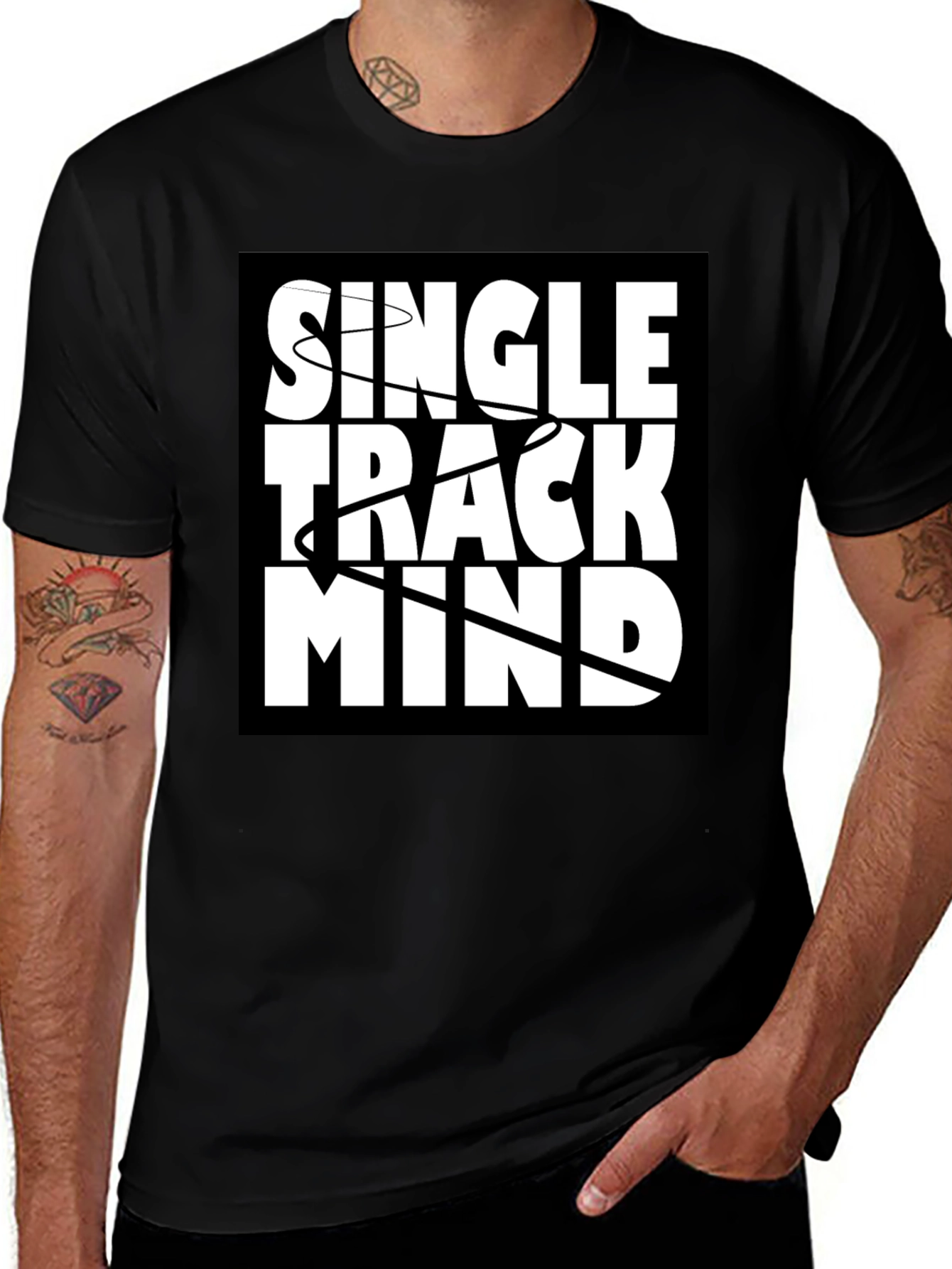 Variant 23 of Single Track Mind Graphic Tee - Black