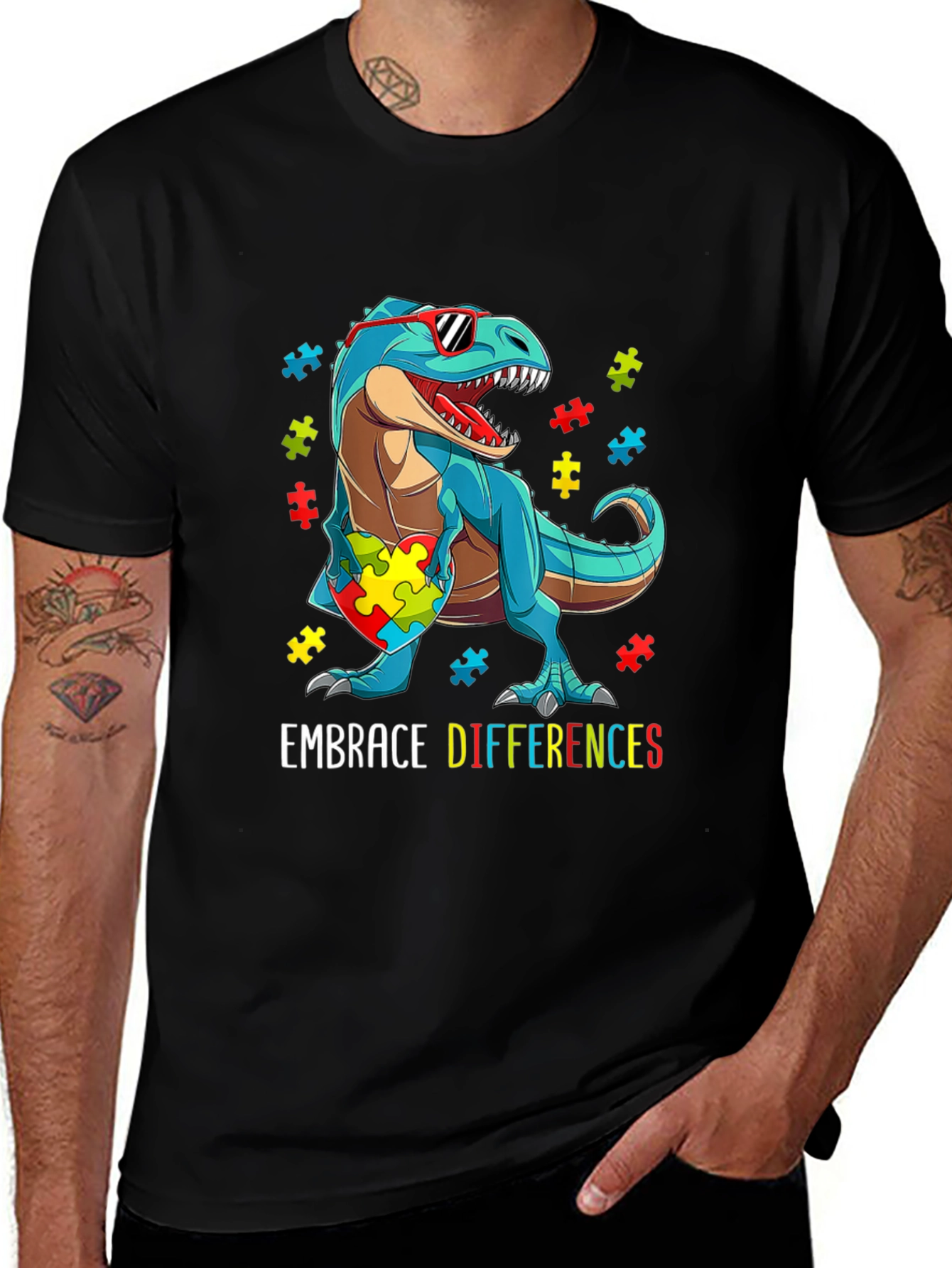 Variant 9 of Embrace Differences Dinosaur T-Shirt