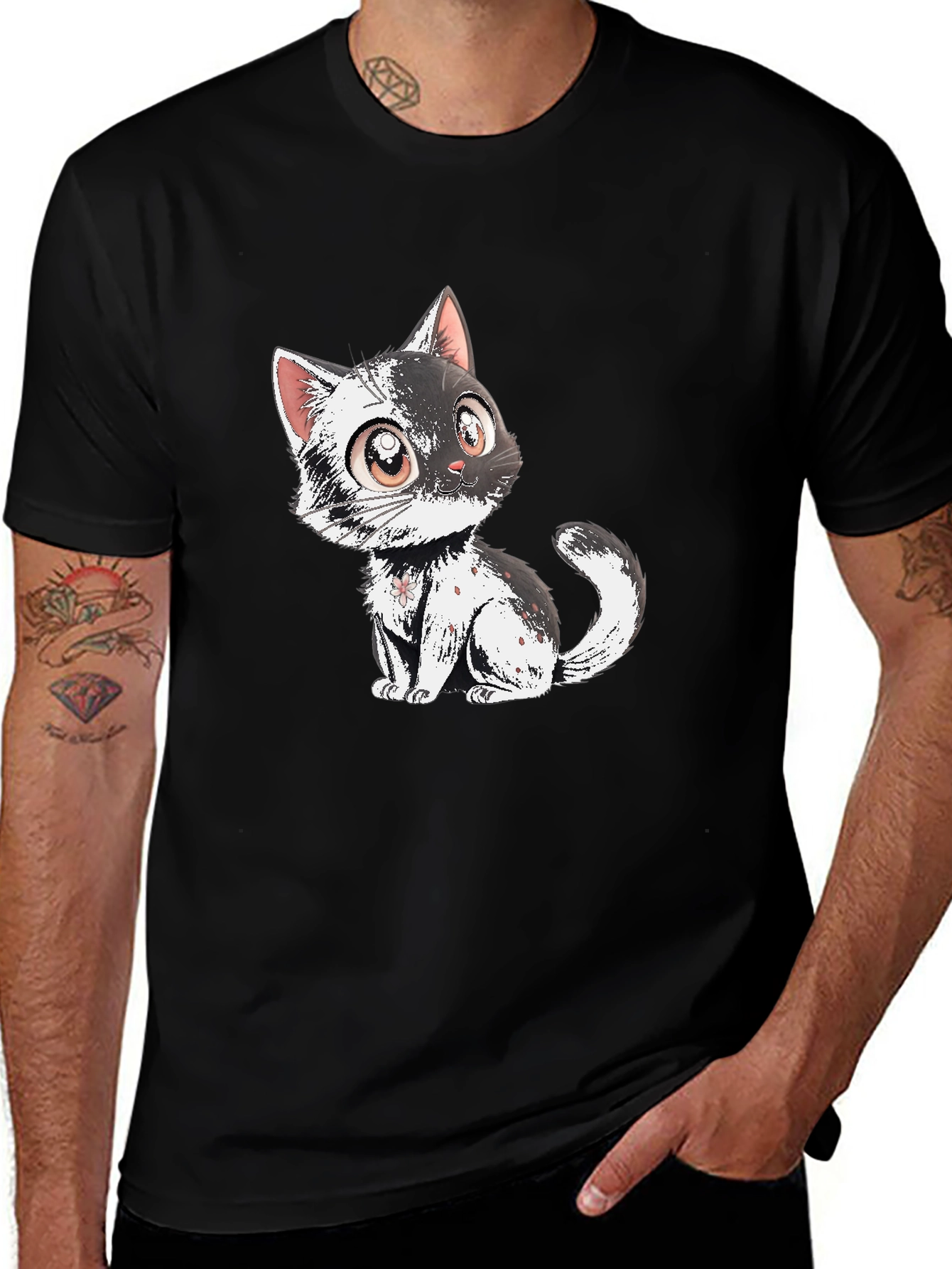 Variant 17 of Cute Kitten Graphic Black T-Shirt