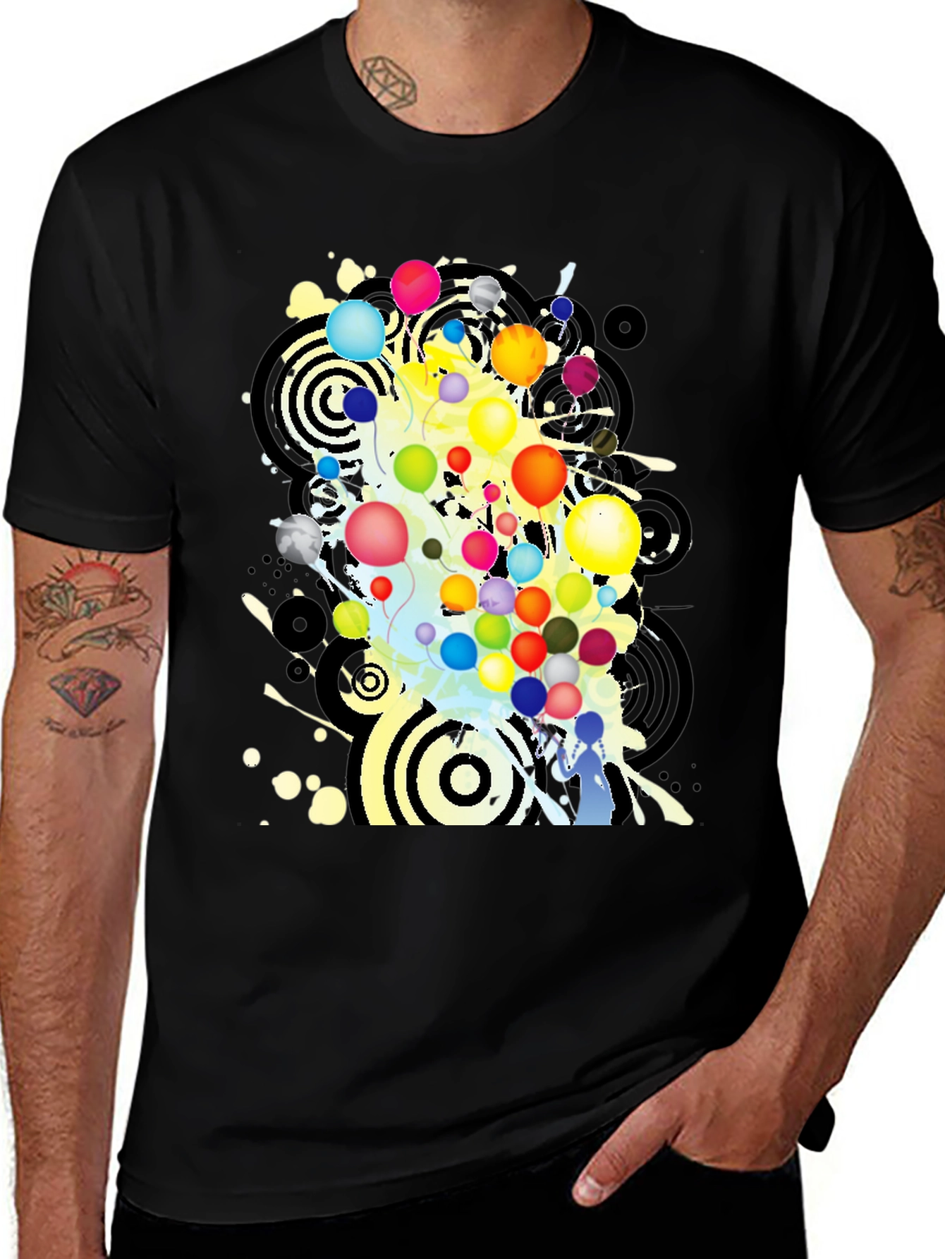 Variant 10 of Abstract Balloon Graphic Black T-Shirt