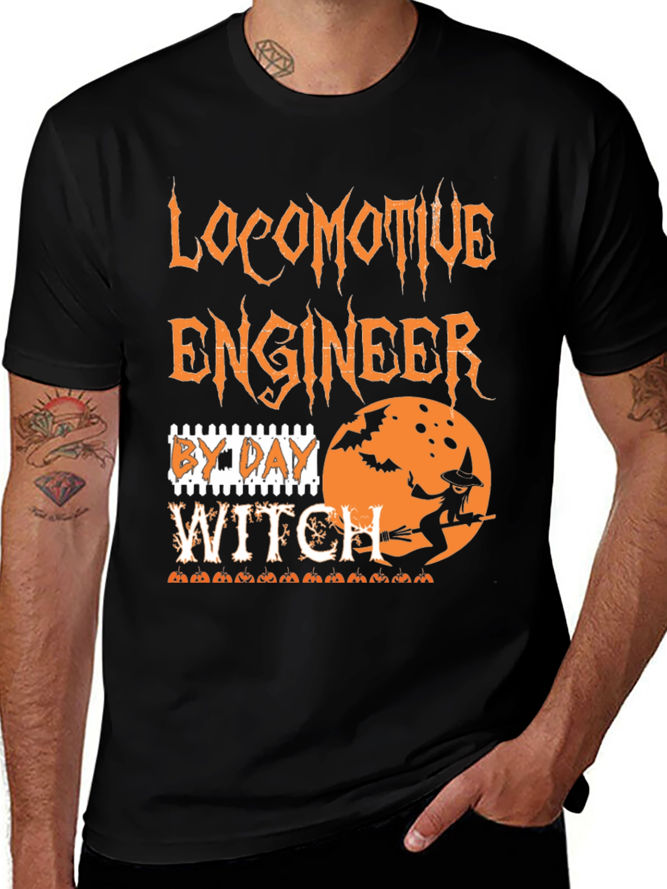 Locomotive Engineer Halloween Witch T-Shirt