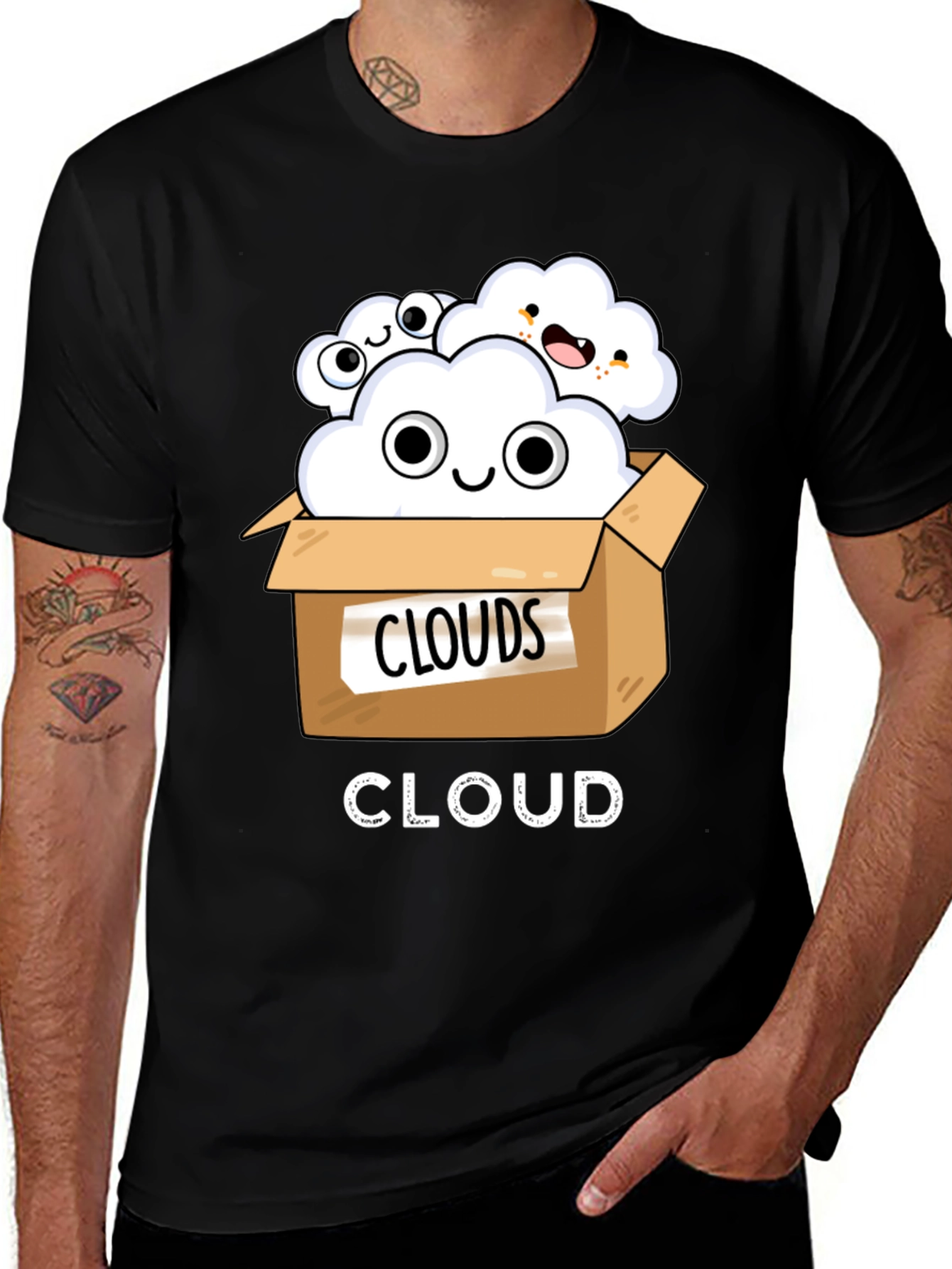 Variant 15 of Cartoon Cloud T-Shirt: Funny Box Cloud Tee