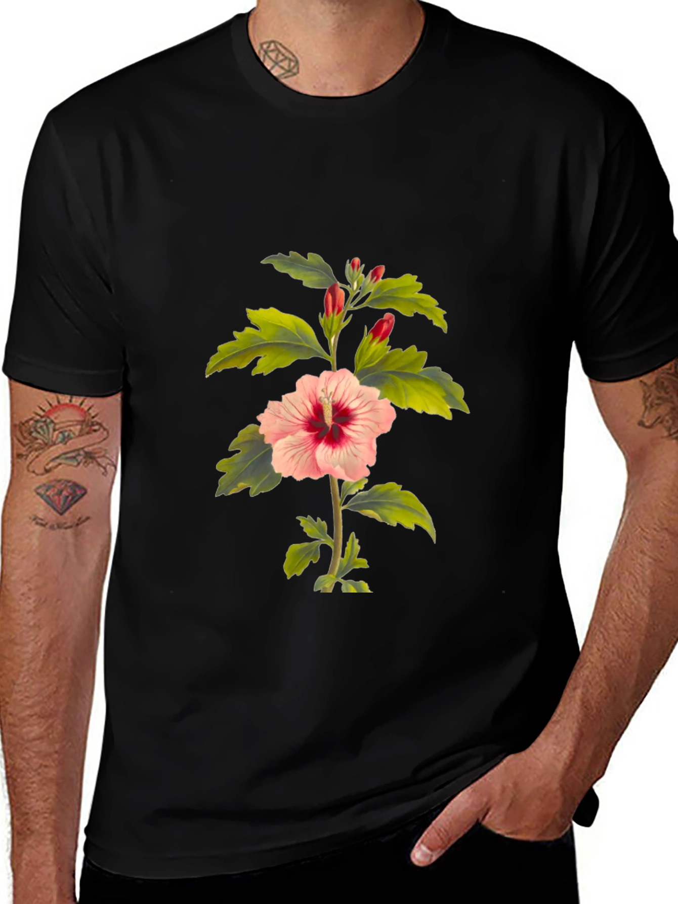 Variant 24 of Hibiscus Flower Black T-Shirt
